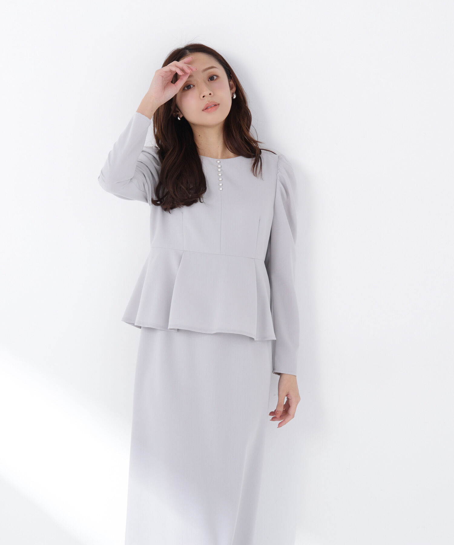  「ラインパールペプラムワンピース」|ワンピース|