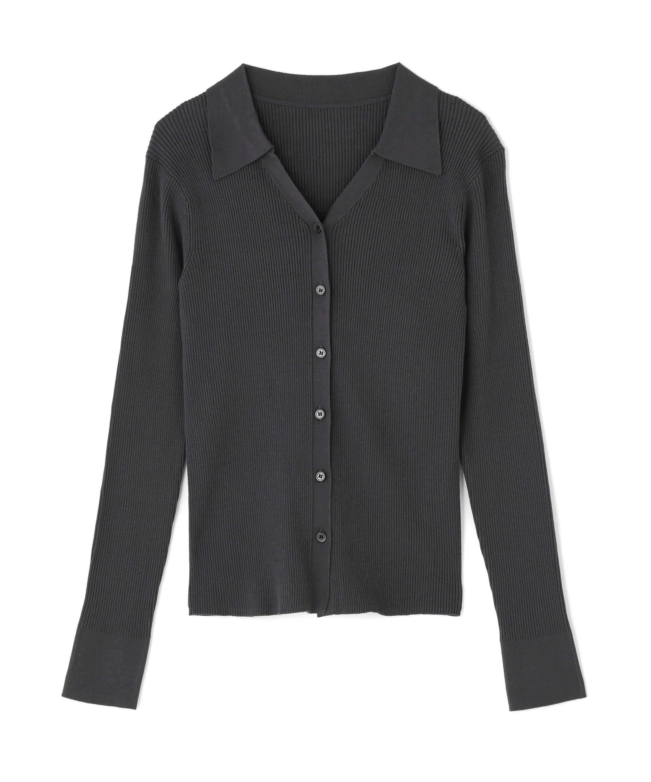  「襟付Vネックリブニット」|ニット・セーター|