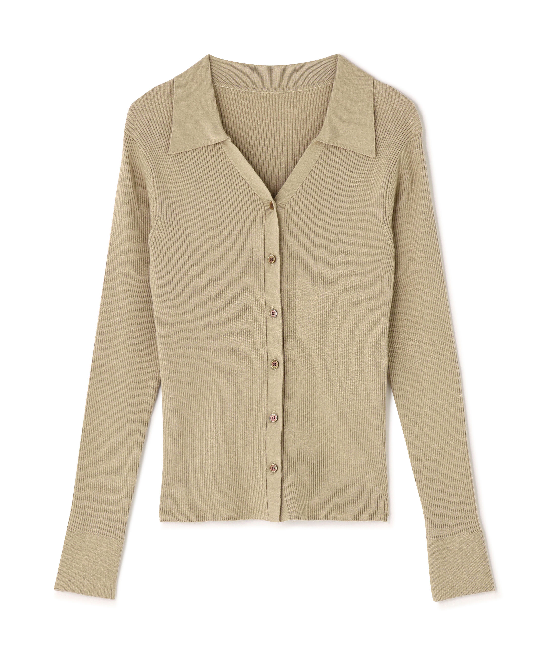  「襟付Vネックリブニット」|ニット・セーター|