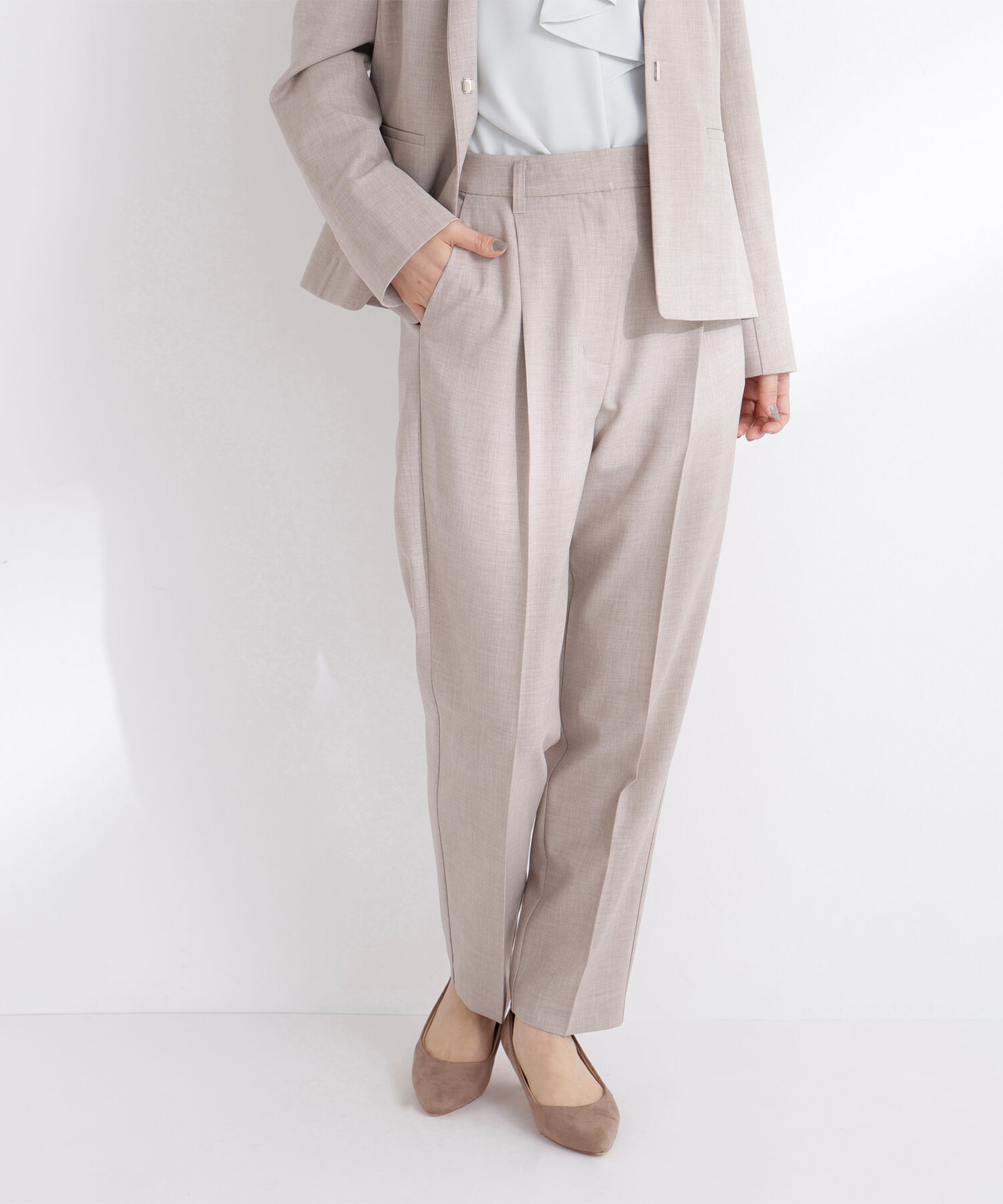  「リネンライク SETUP パンツ」|その他|ベージュ