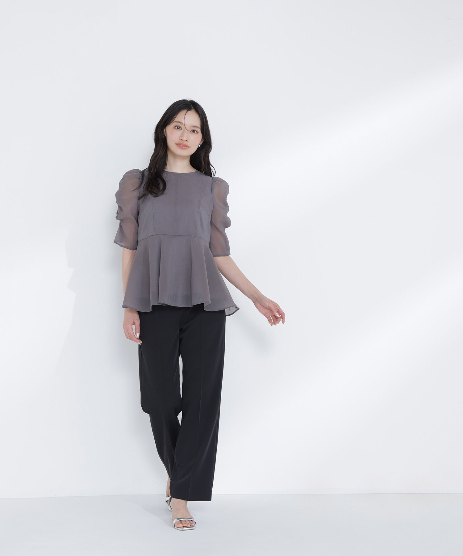  「シアーペプラムブラウス半袖」|シャツ・ブラウス|