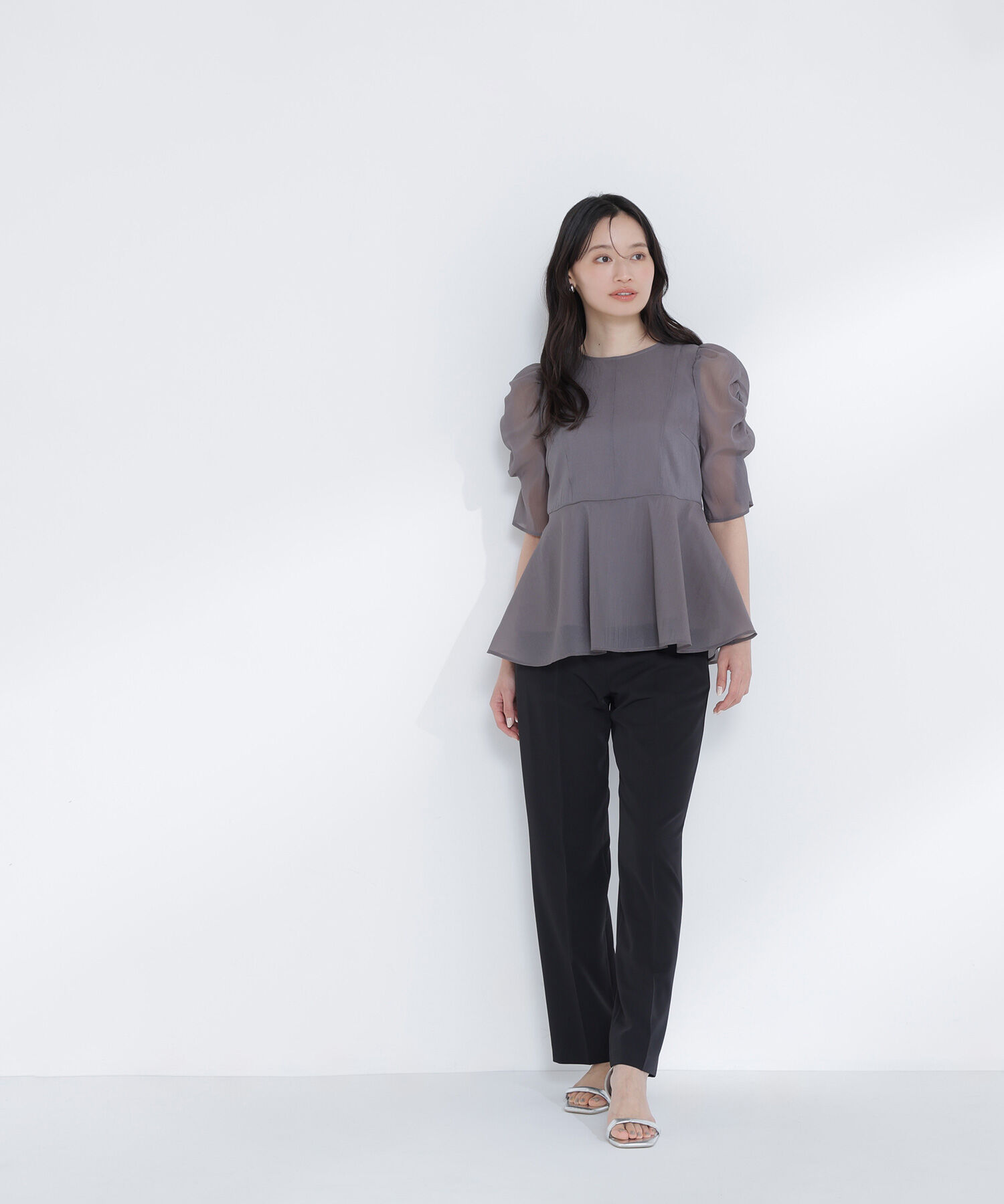  「シアーペプラムブラウス半袖」|シャツ・ブラウス|