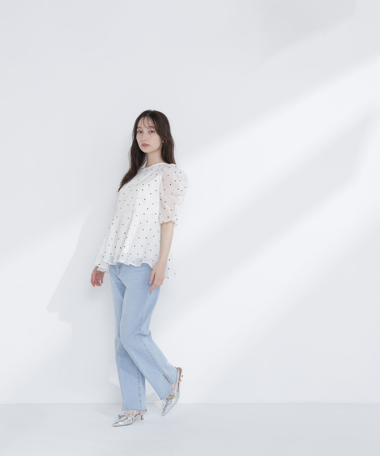  「シアーペプラムブラウス半袖」|シャツ・ブラウス|