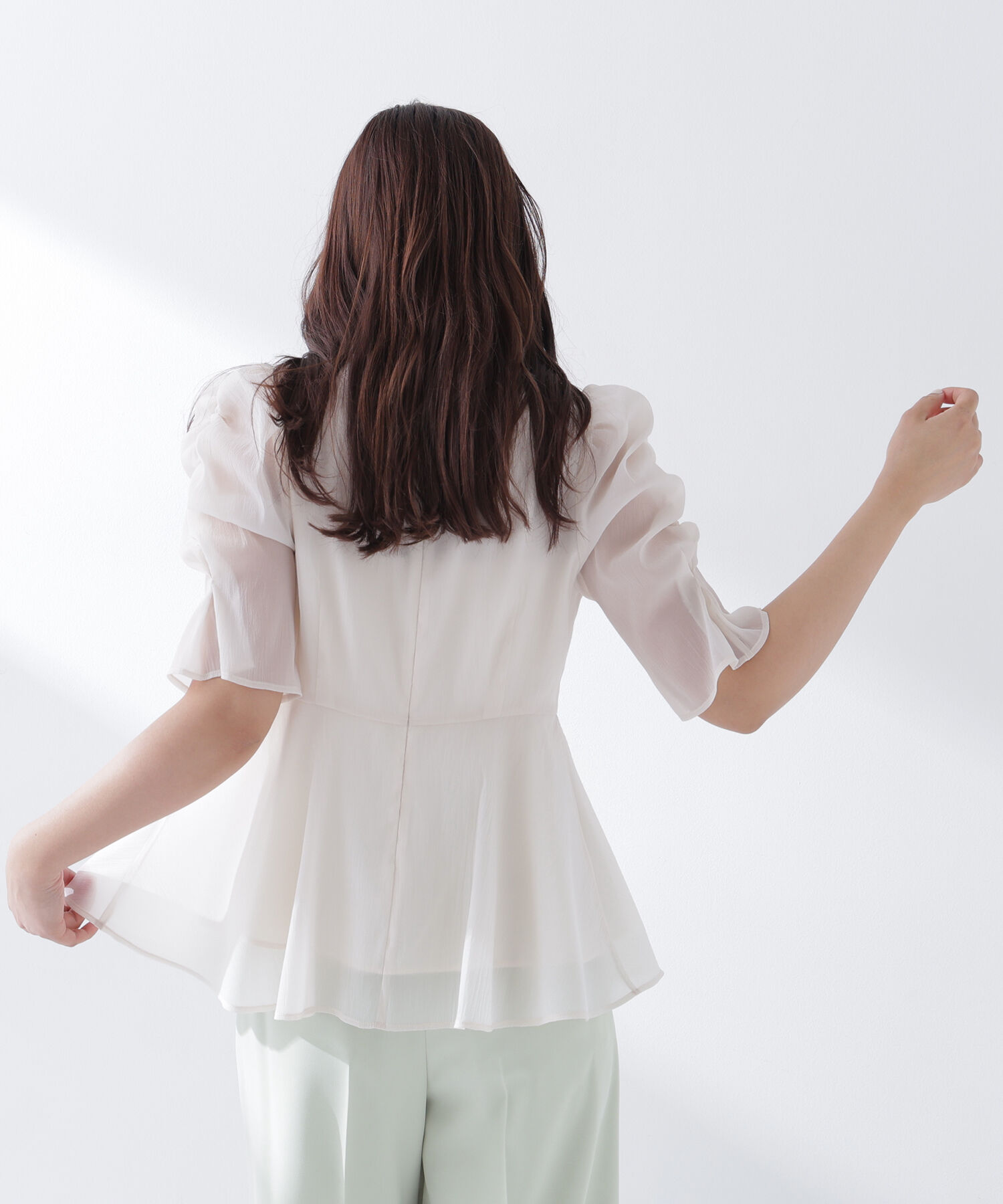  「シアーペプラムブラウス半袖」|シャツ・ブラウス|
