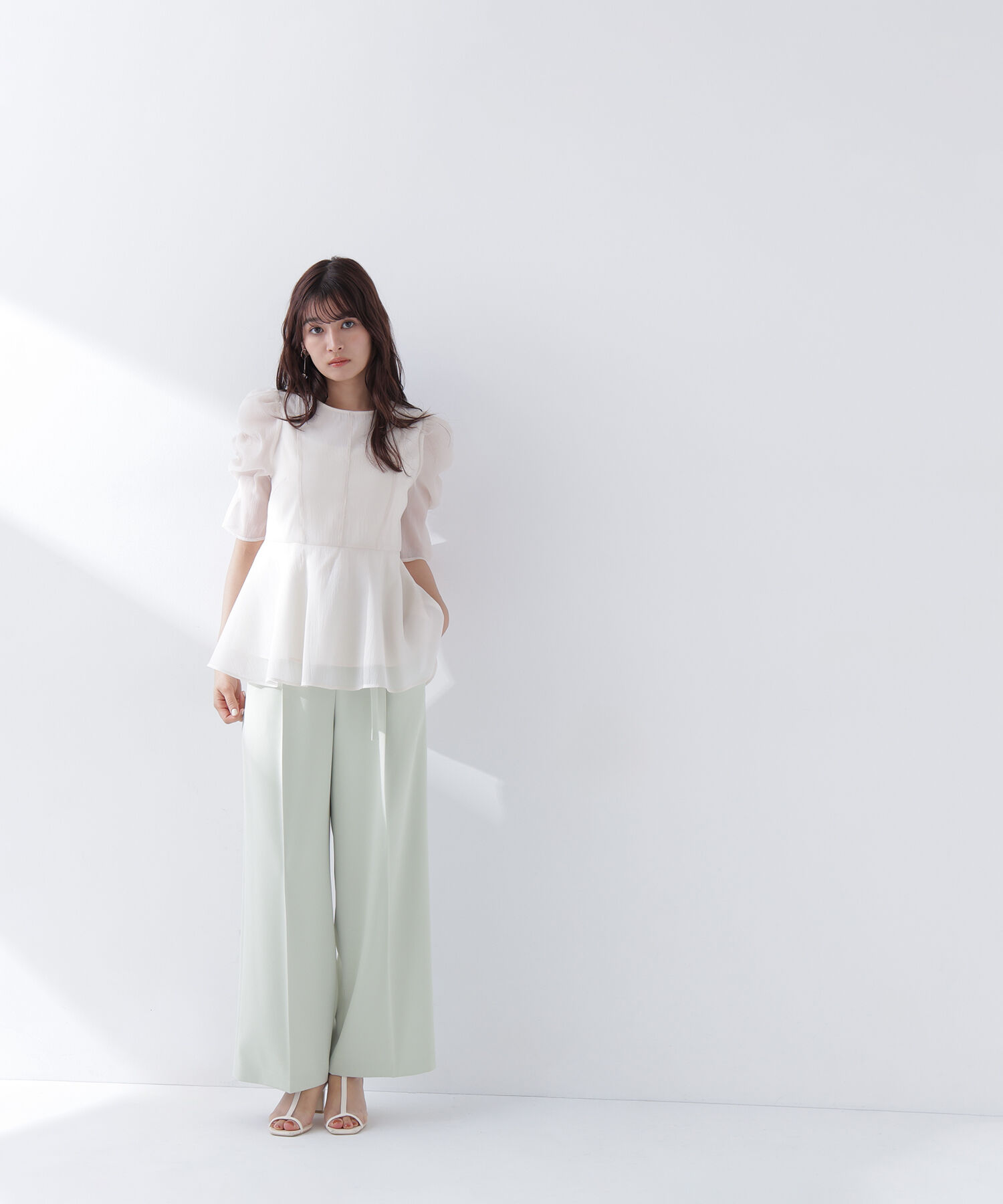  「シアーペプラムブラウス半袖」|シャツ・ブラウス|