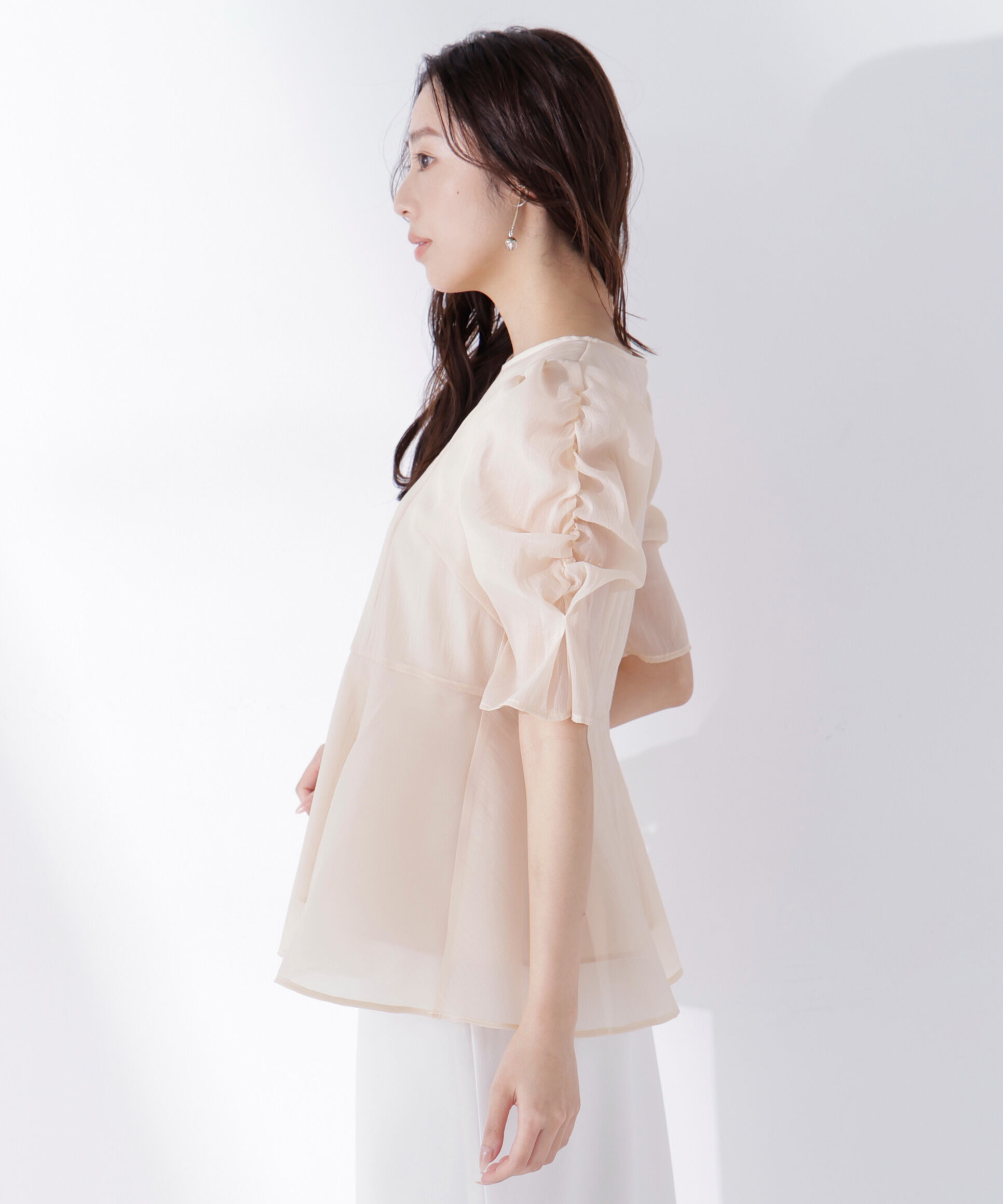  「シアーペプラムブラウス半袖」|シャツ・ブラウス|