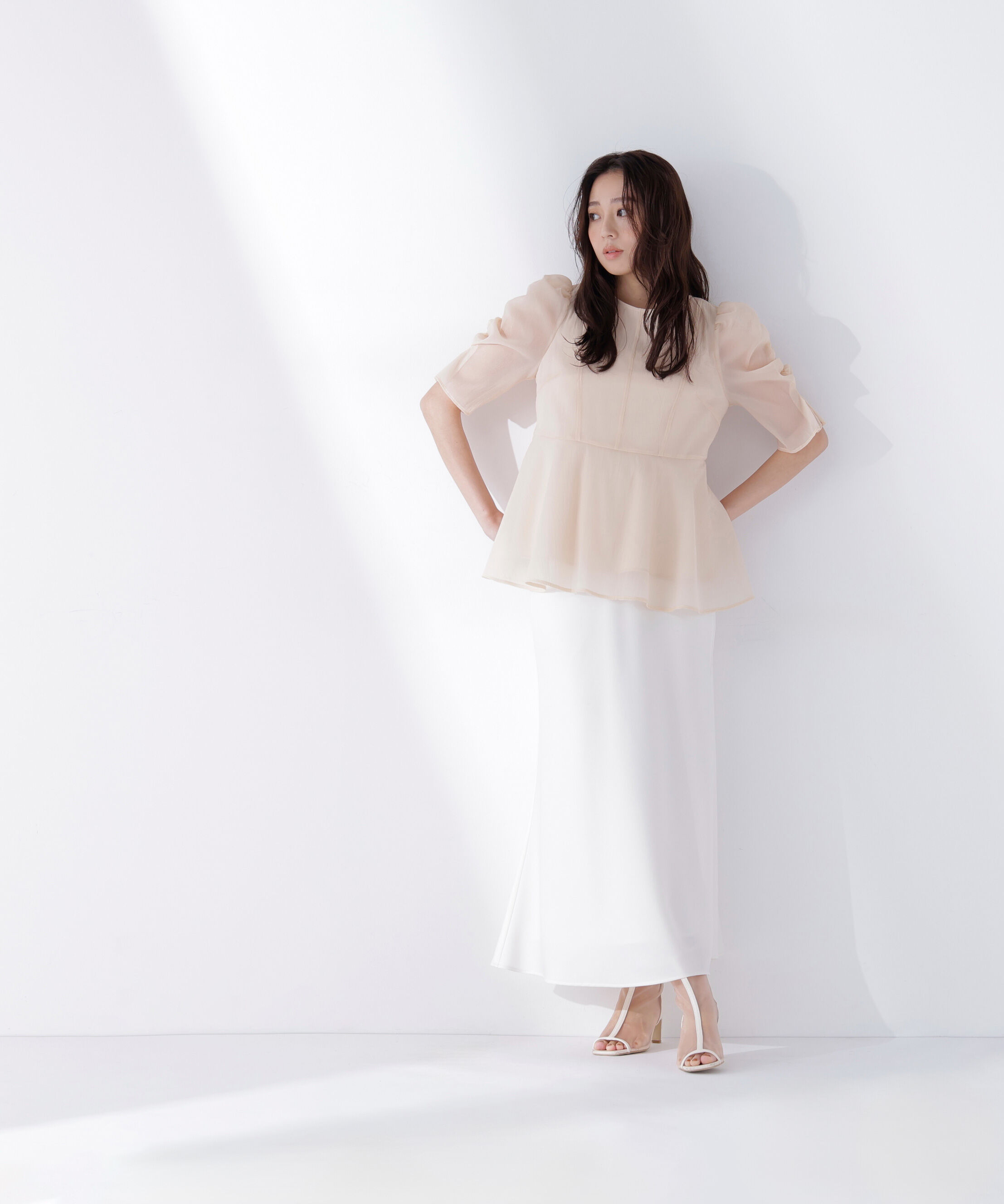  「シアーペプラムブラウス半袖」|シャツ・ブラウス|