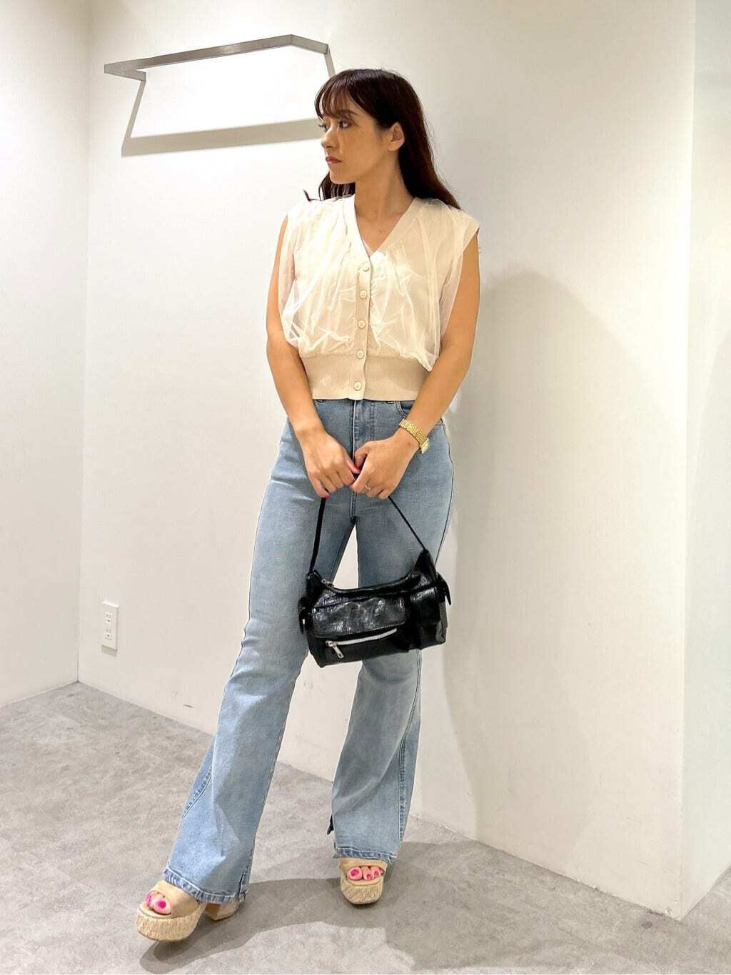  「[低身長サイズ/Sシリーズ]内スリットベルボトムデニムパンツ」|その他|