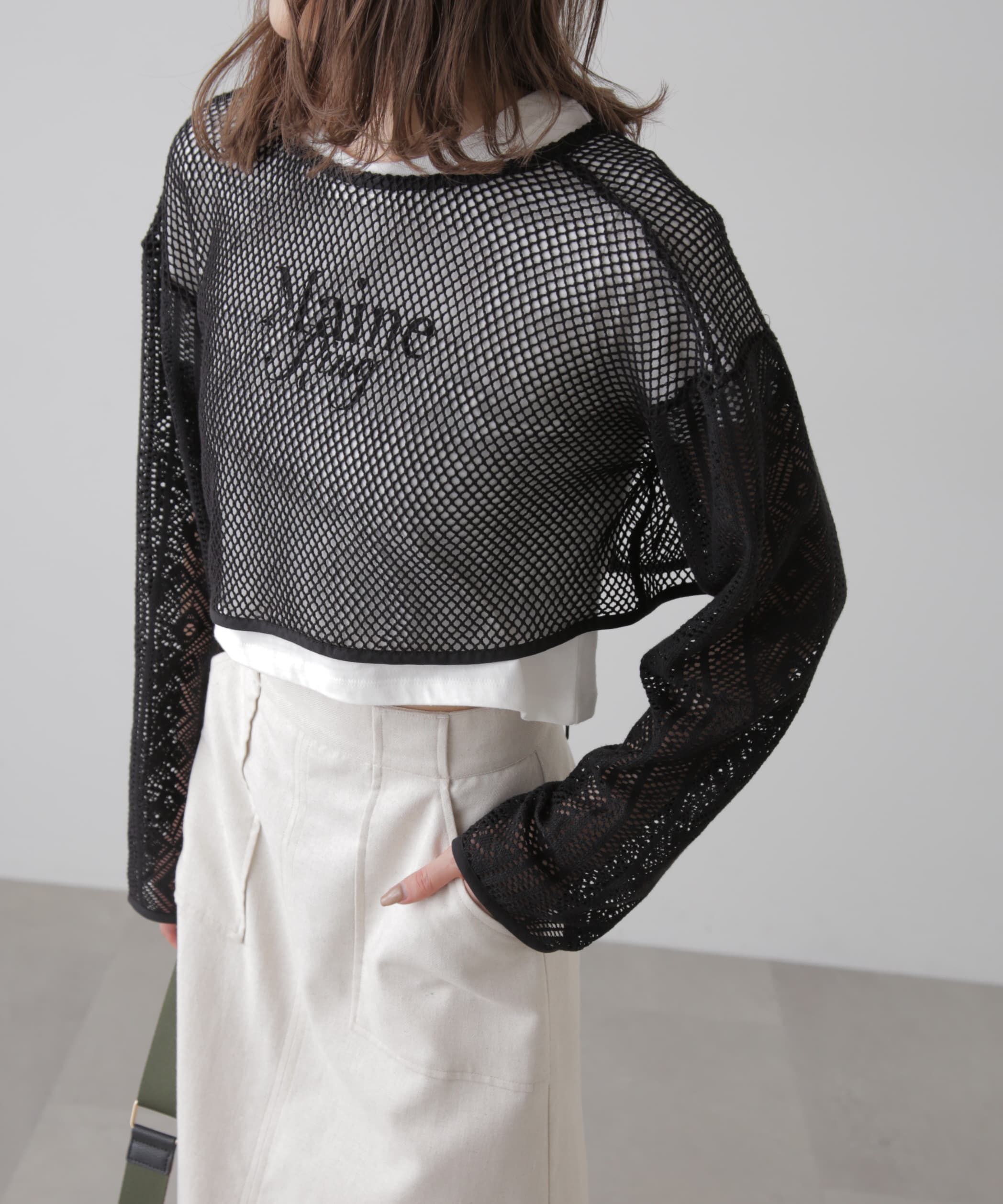  「前後2wayダブルリボンメッシュカーディガン」|シャツ・ブラウス|