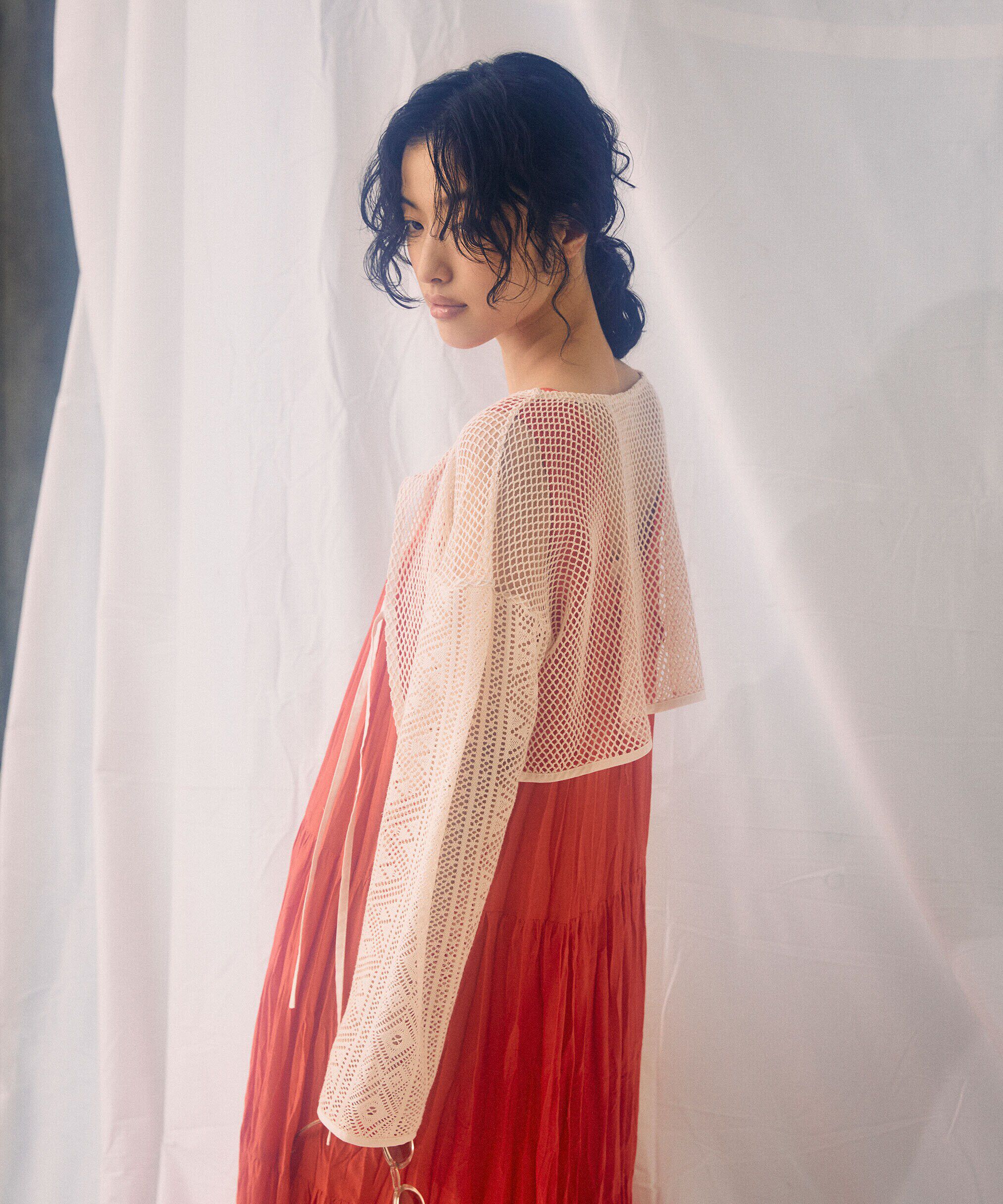  「前後2wayダブルリボンメッシュカーディガン」|シャツ・ブラウス|