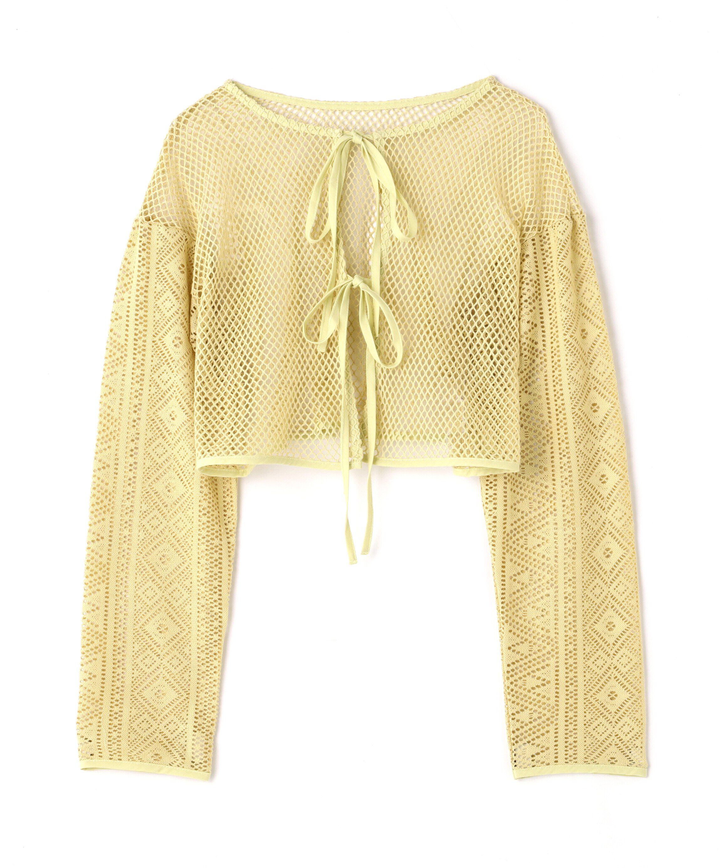  「前後2wayダブルリボンメッシュカーディガン」|シャツ・ブラウス|