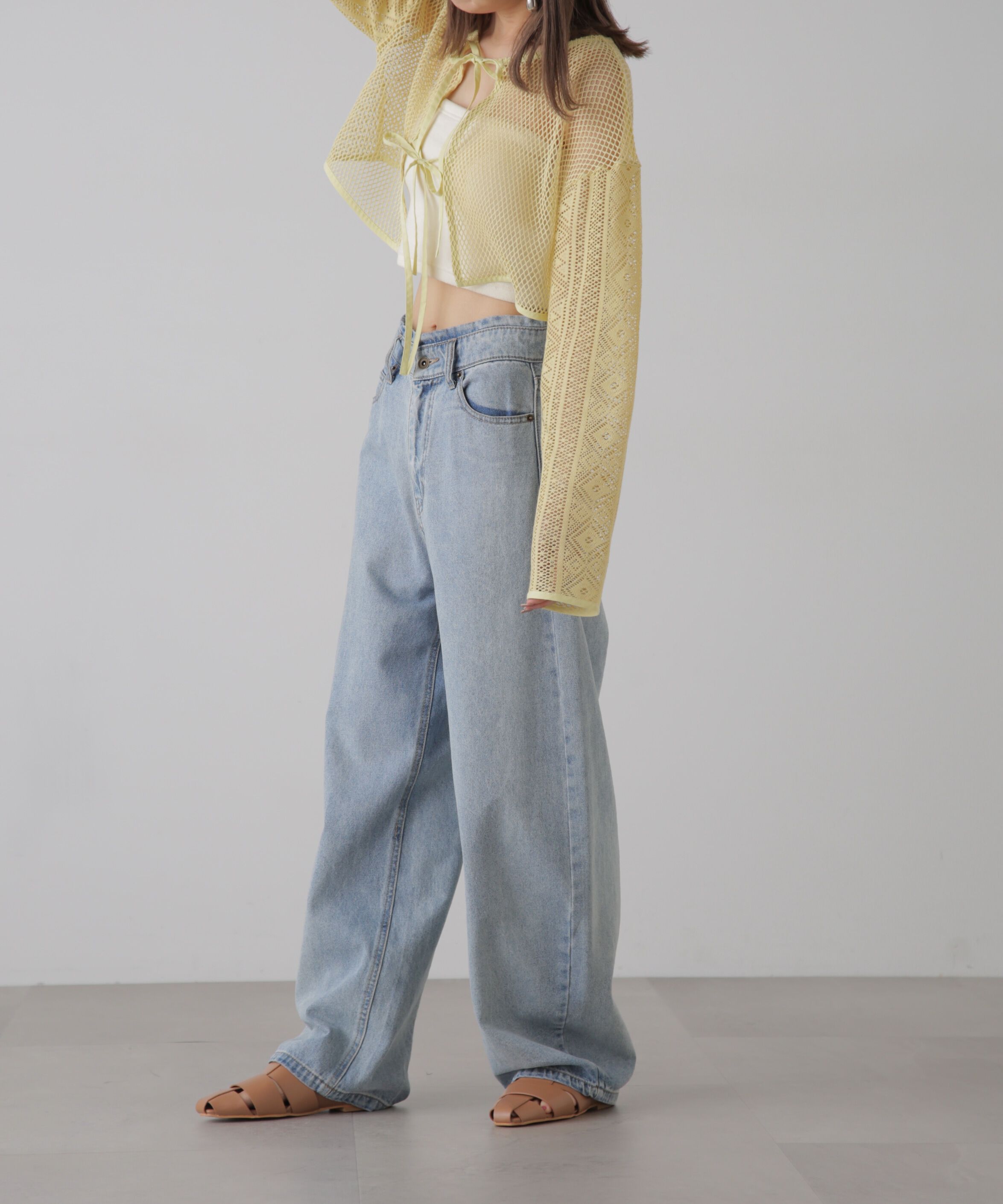  「前後2wayダブルリボンメッシュカーディガン」|シャツ・ブラウス|