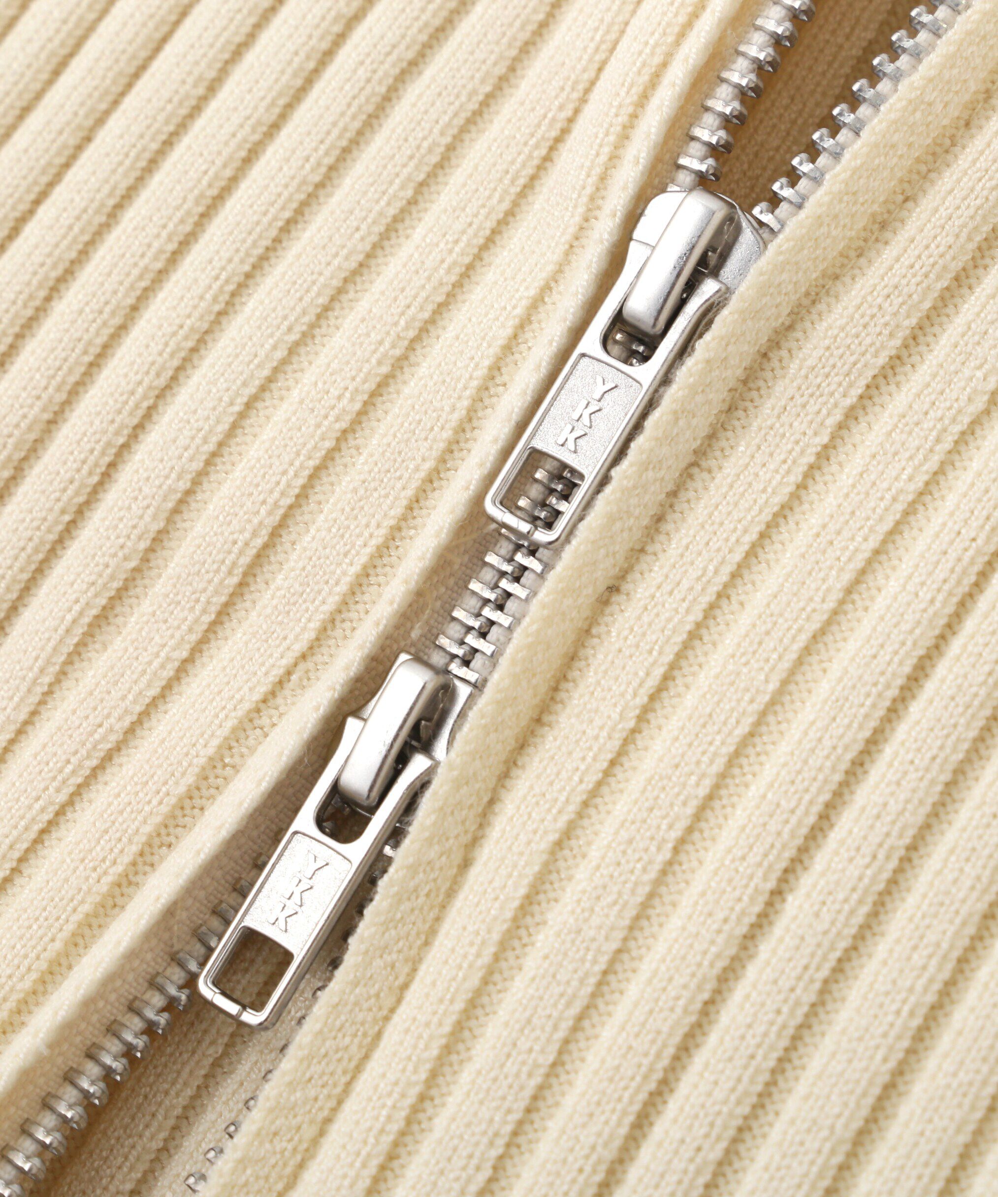  「バイカースタンド配色リブニットベスト」|ニット・セーター|