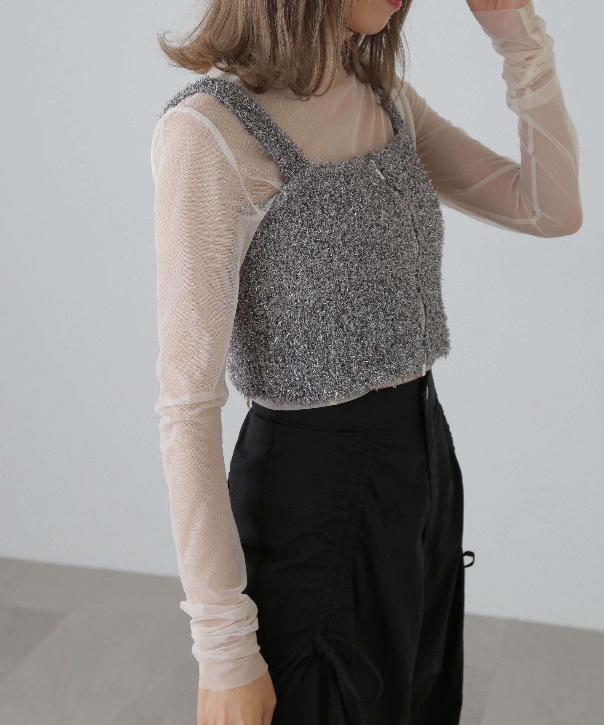  「シャギーラメニットビスチェ」|ニット・セーター|