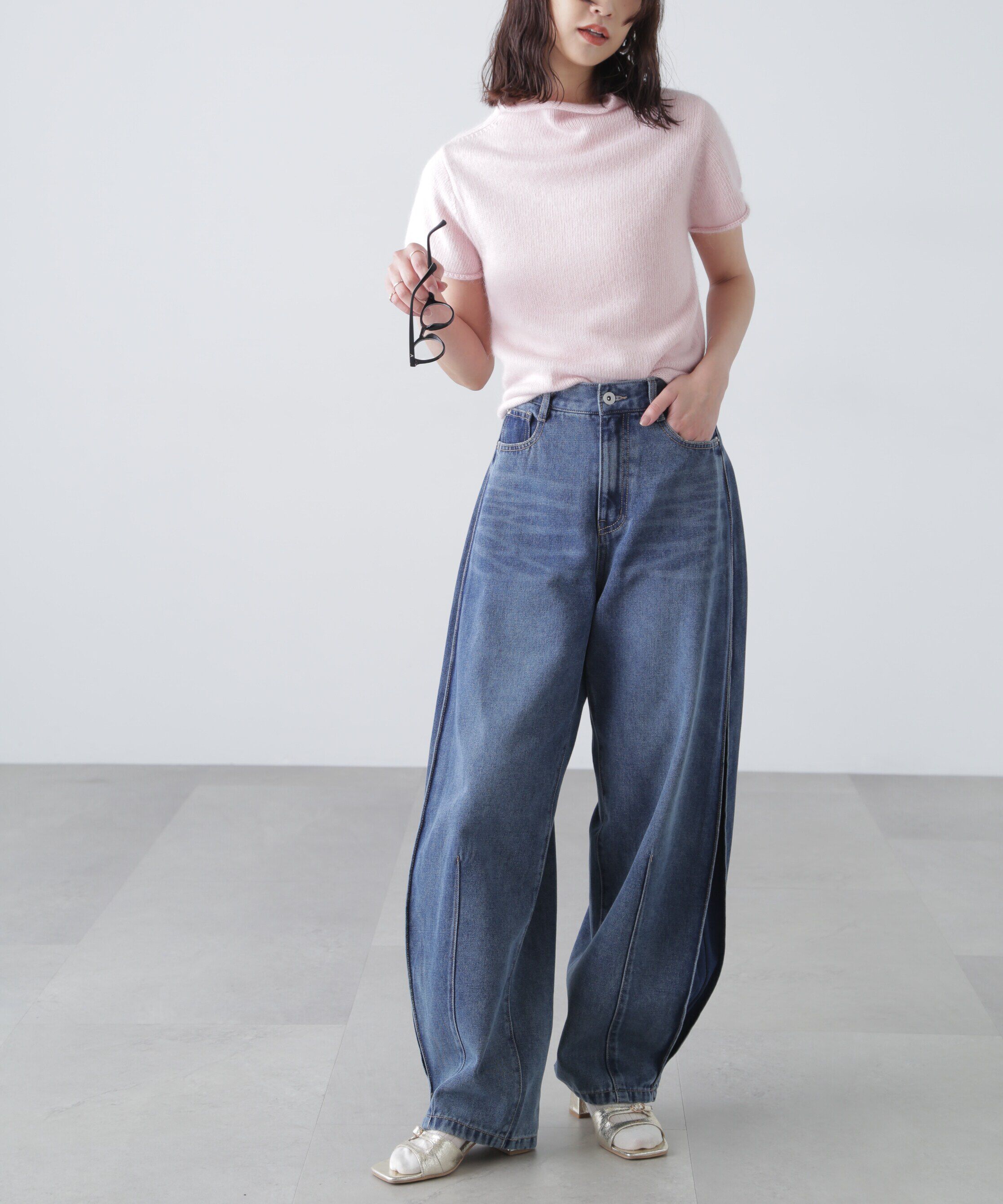  「[低身長サイズ/Sシリーズ]サイドタックカーブデニムパンツ」|その他|