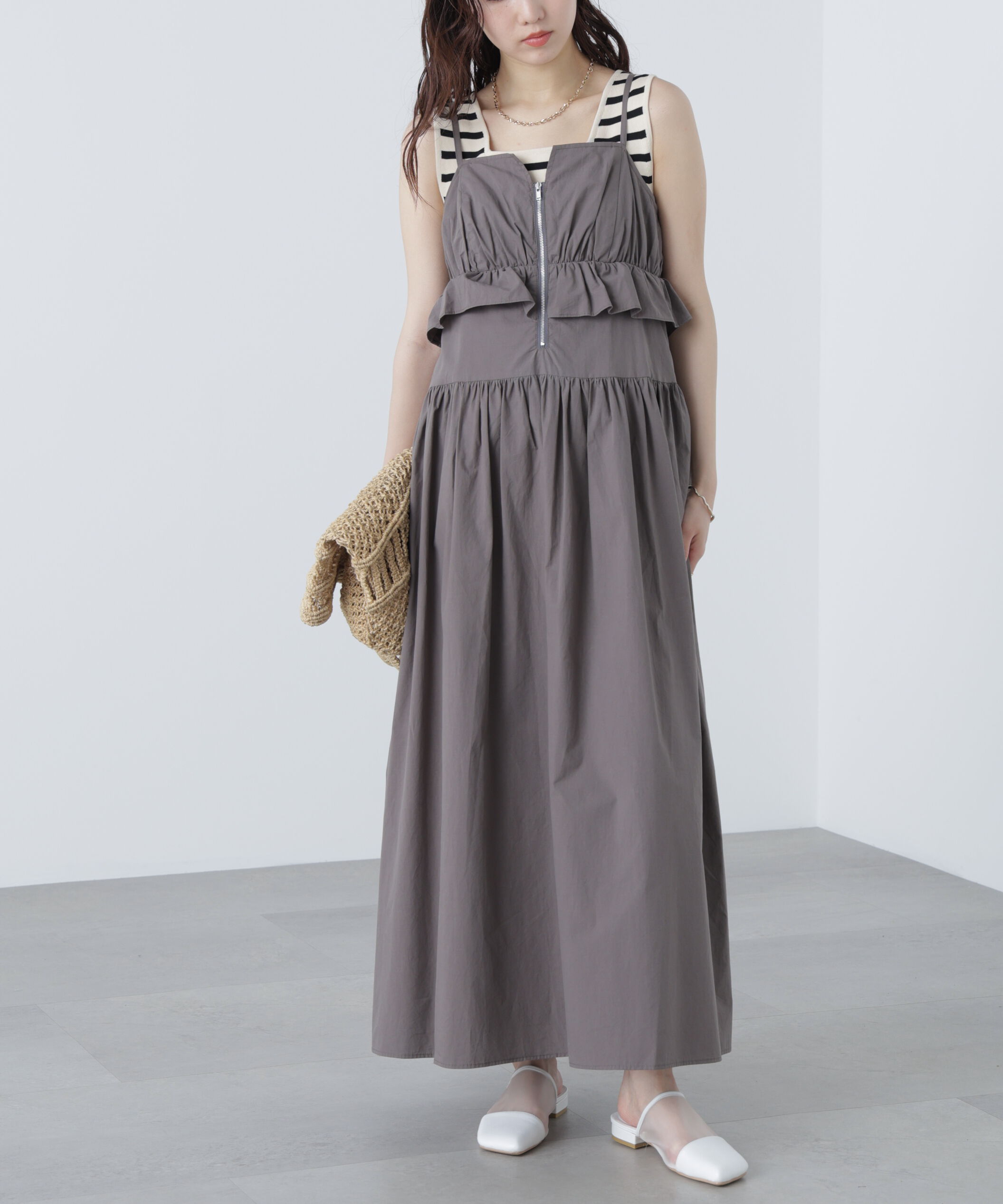  「ペプラムキャミティアードワンピース」|ワンピース|