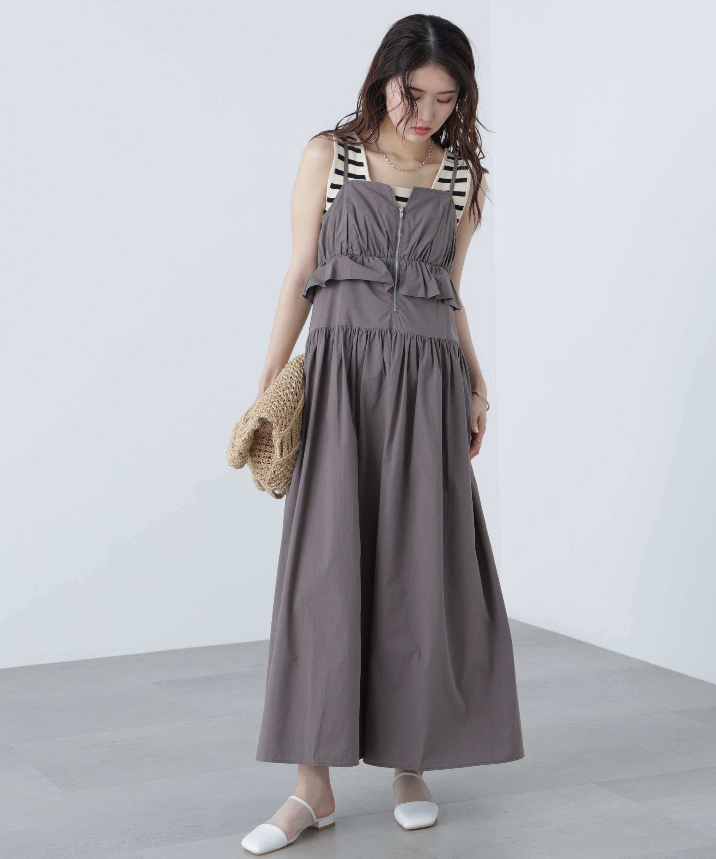  「ペプラムキャミティアードワンピース」|ワンピース|