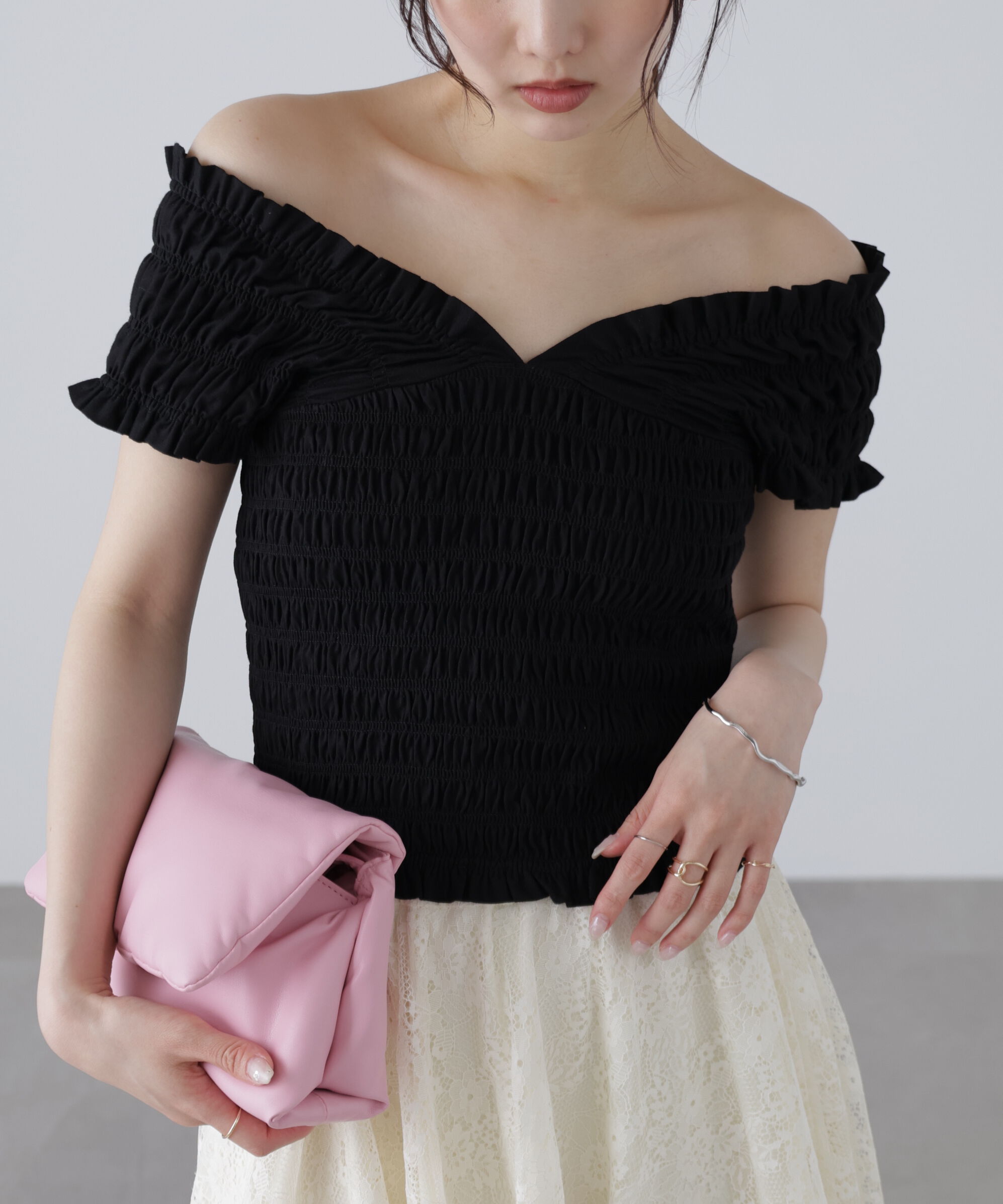  「2wayシャーリングオフショルカットソー」|Tシャツ・カットソー|