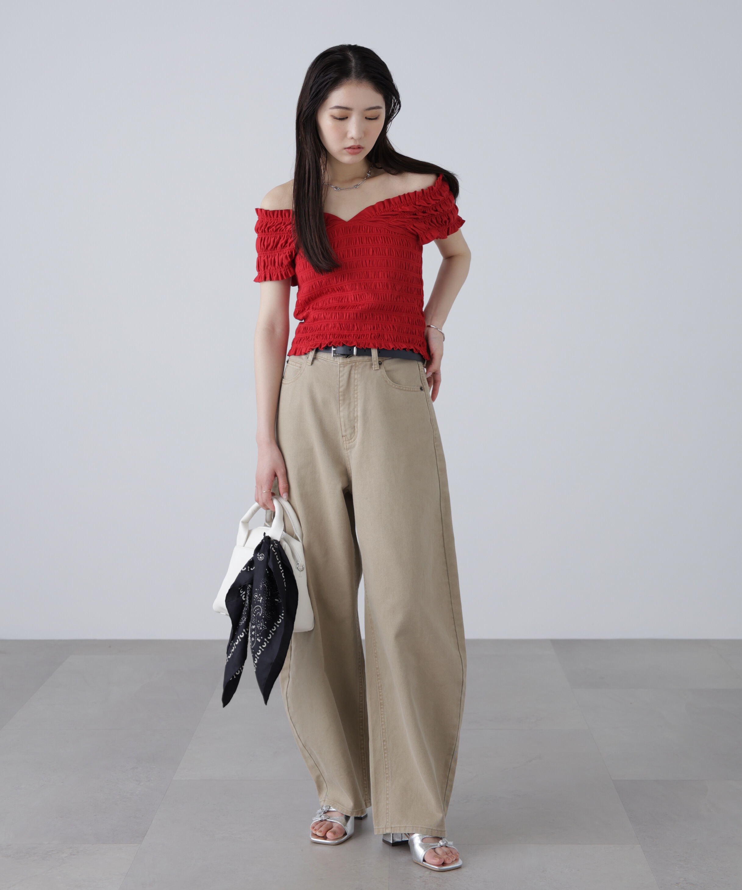  「2wayシャーリングオフショルカットソー」|Tシャツ・カットソー|