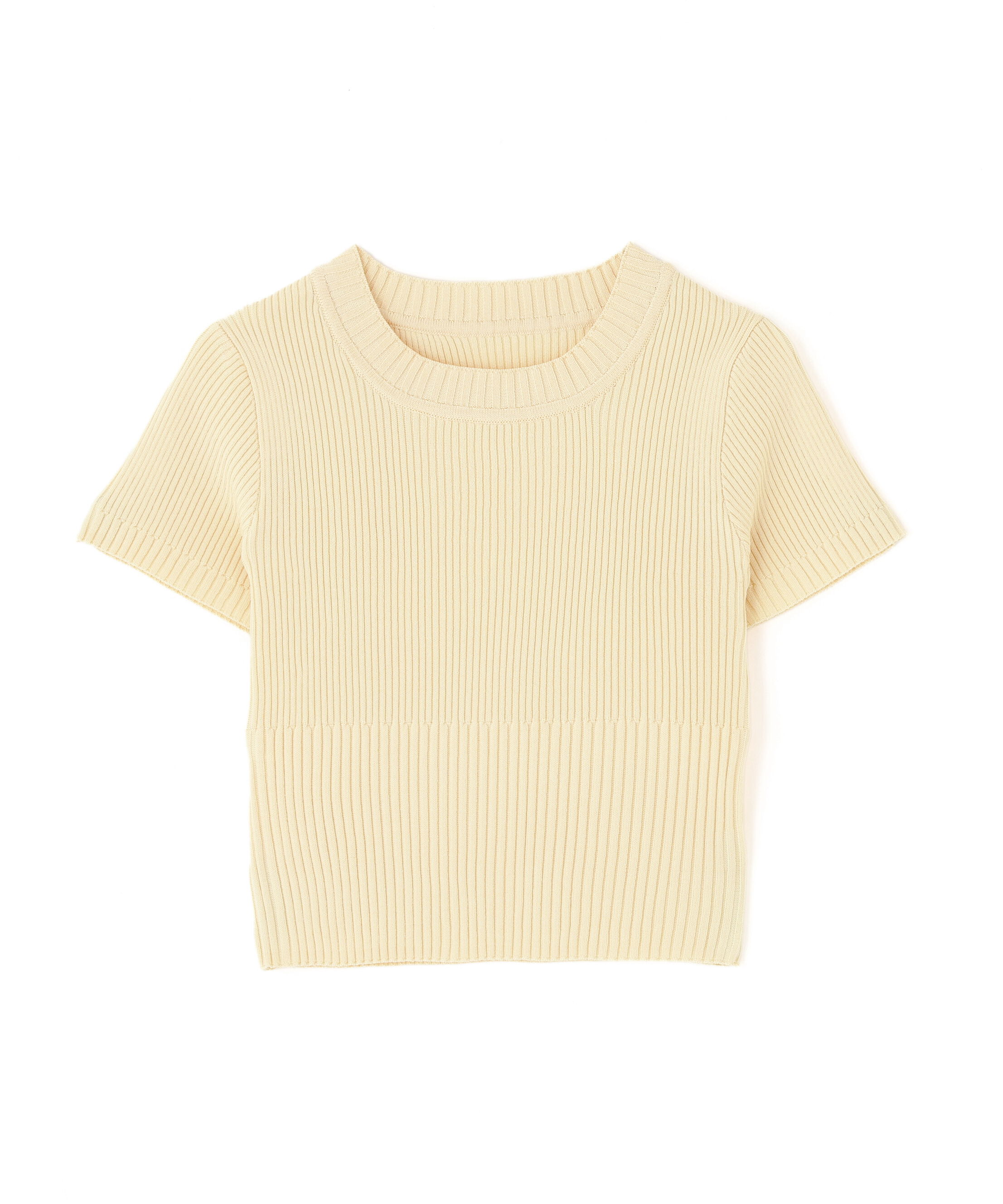  「ショート丈クルーネックリブニット」|ニット・セーター|