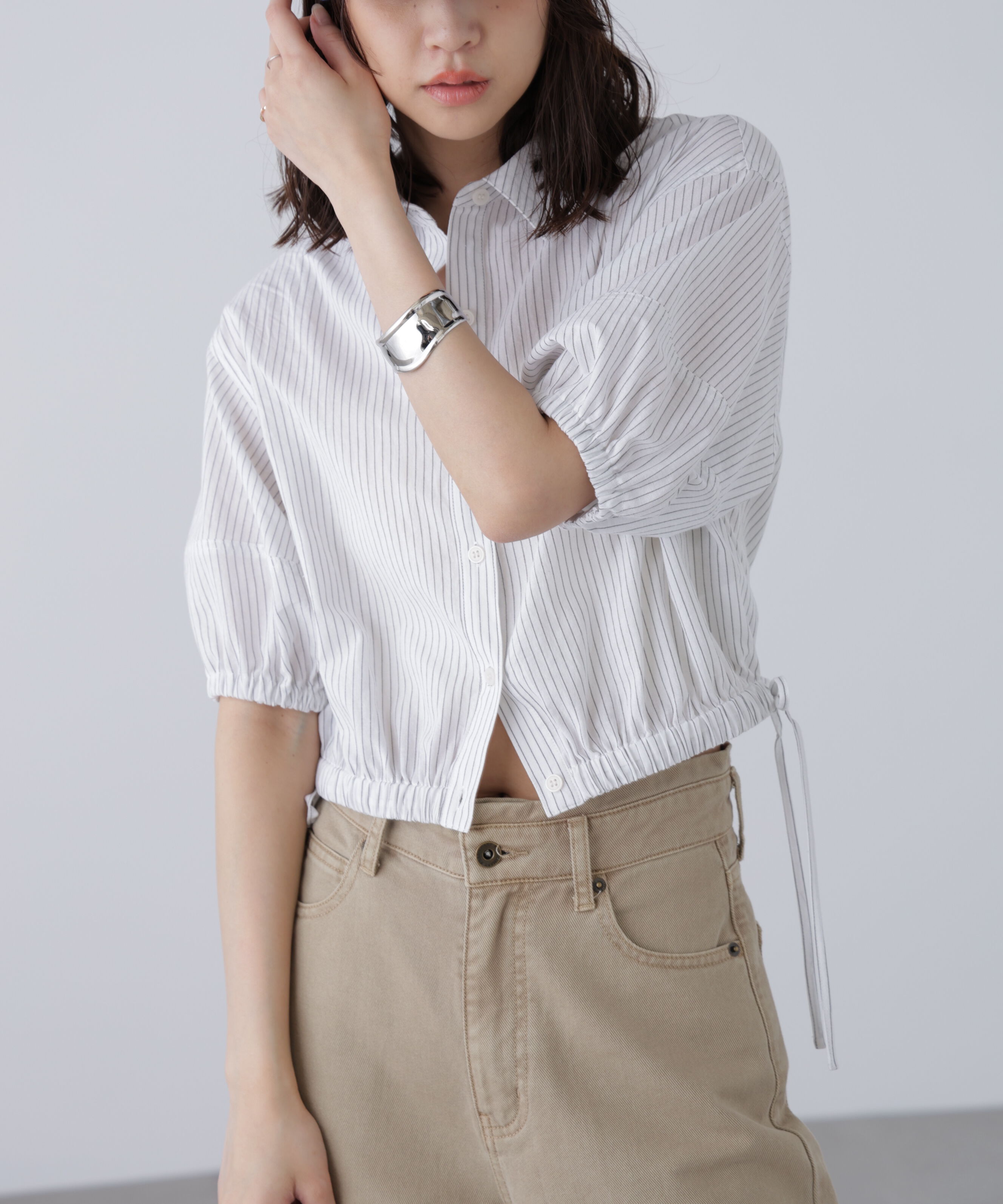  「裾ドロスト半袖ブラウス」|シャツ・ブラウス|