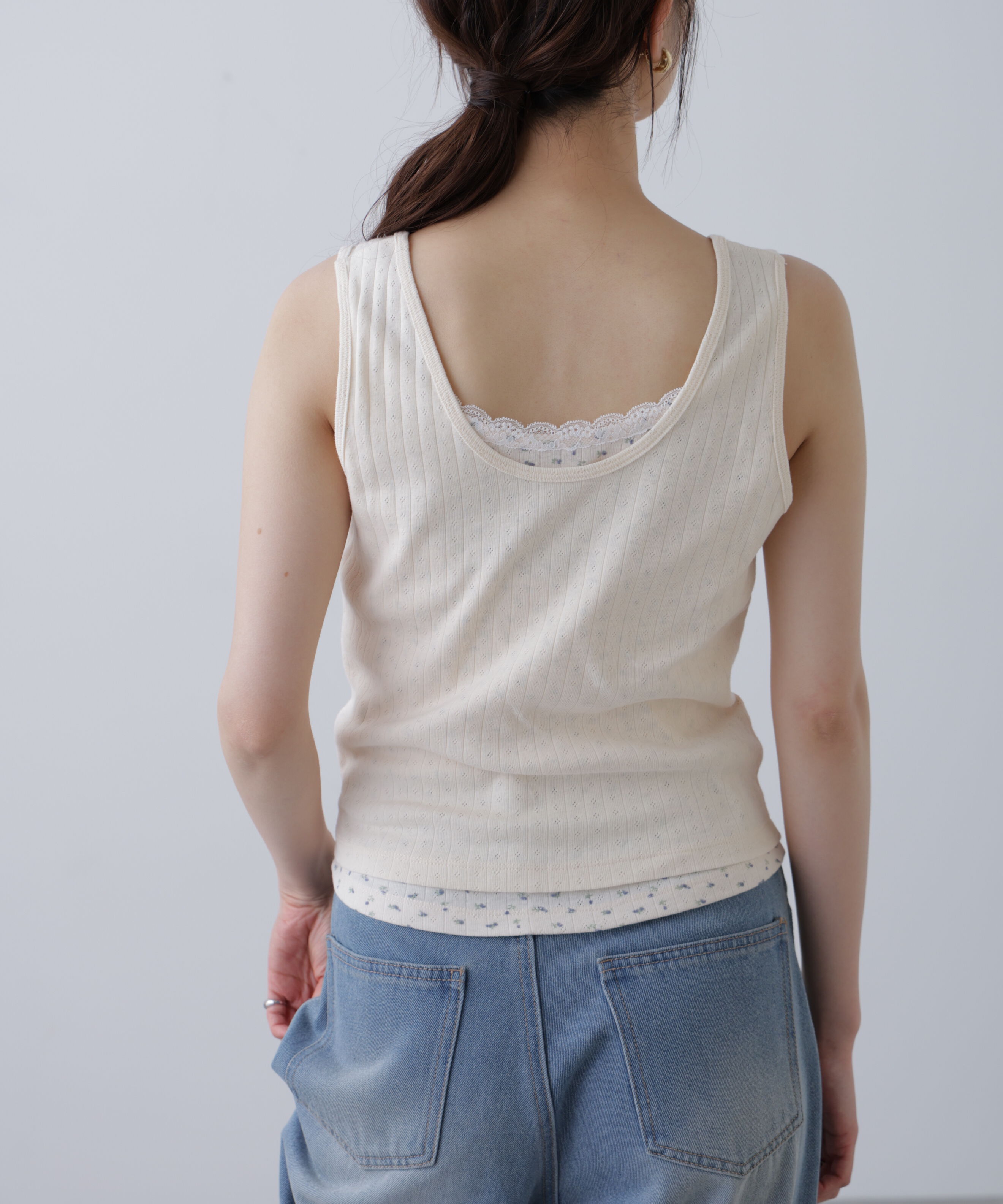  「針抜きテレコレイヤードタンクトップ」|Tシャツ・カットソー|