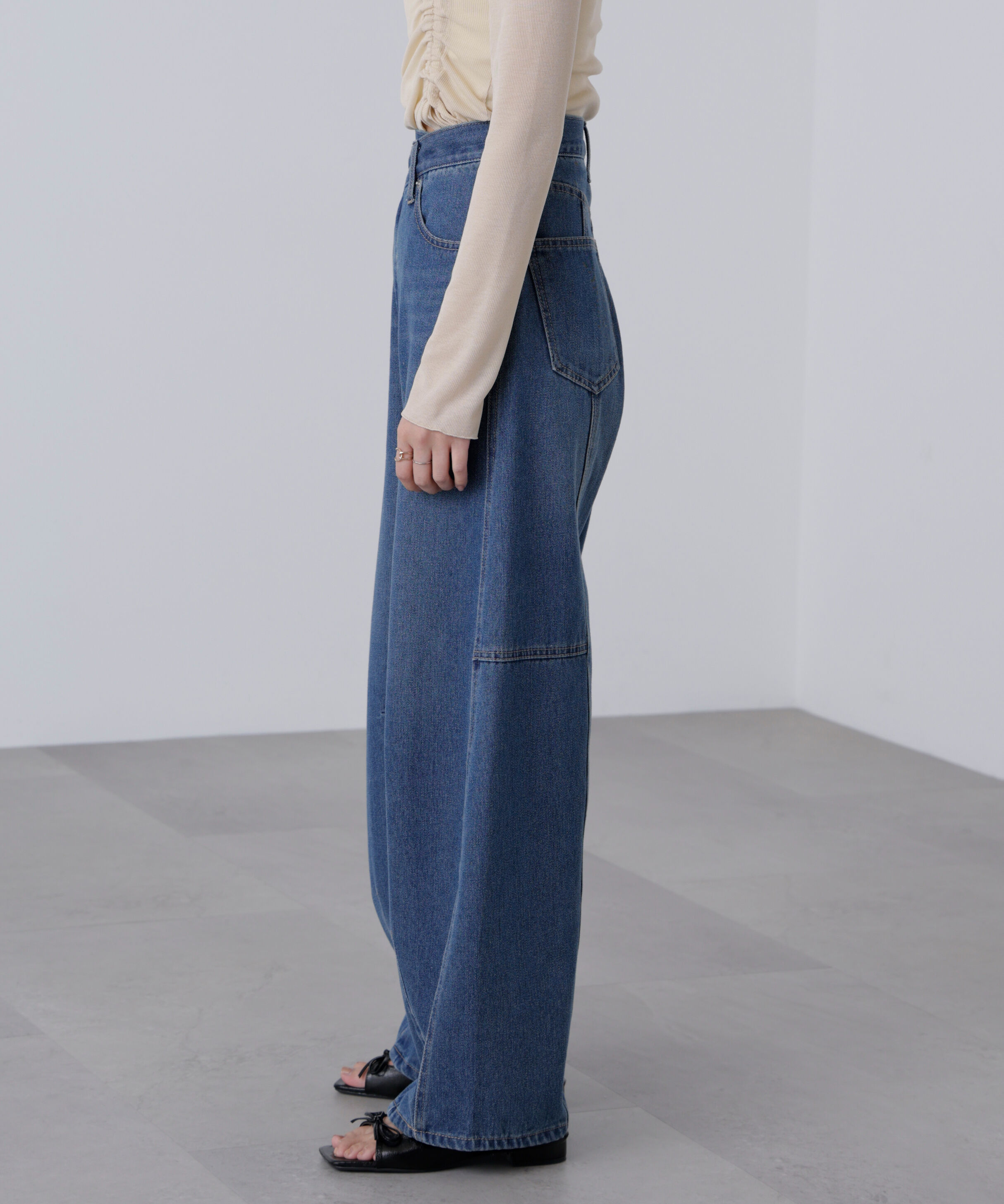  「[低身長サイズ/Sシリーズ]アシメベルトコクーンデニムパンツ」|その他|