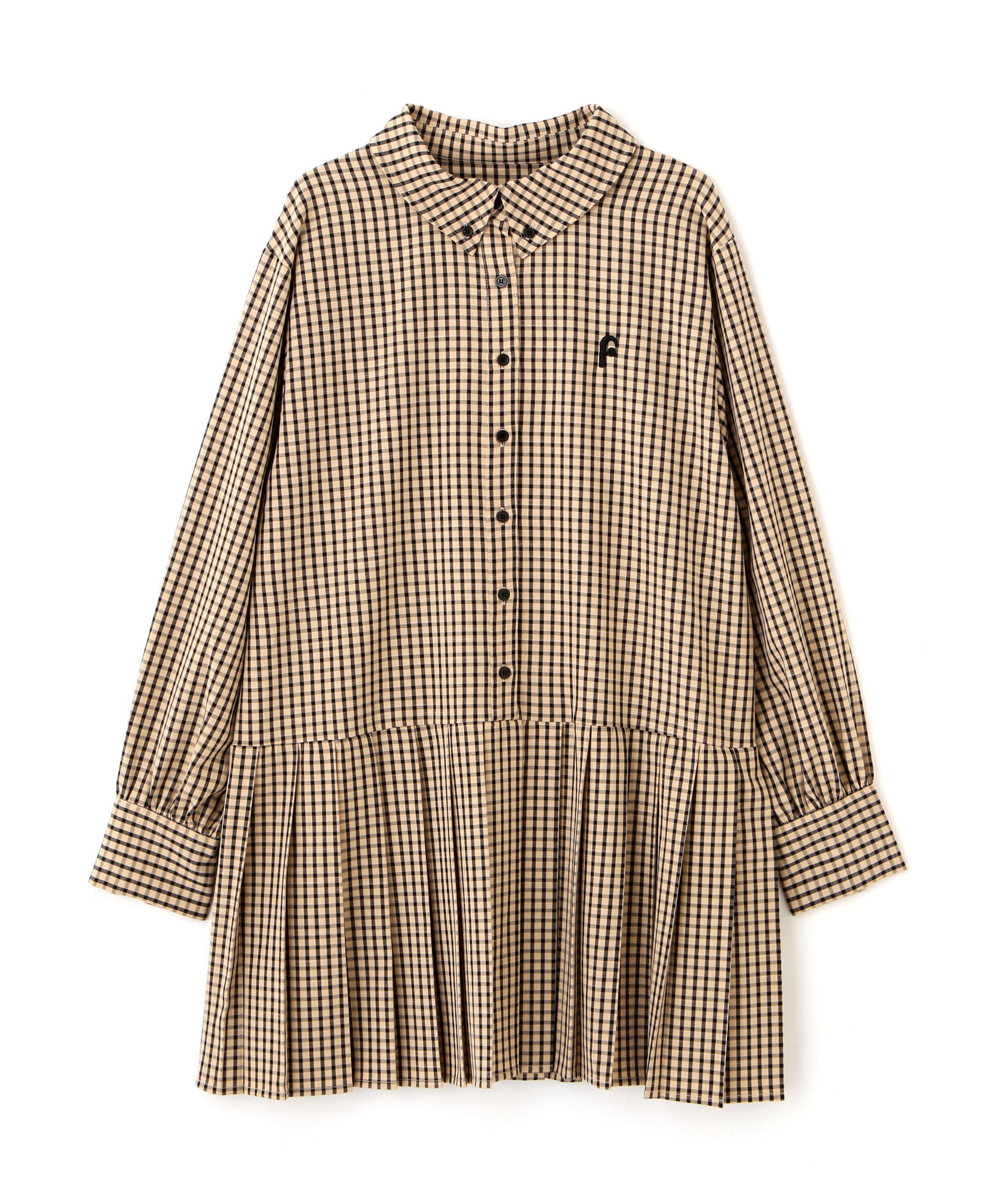  「プリーツシャツロングスリーブミニワンピース」|ワンピース|