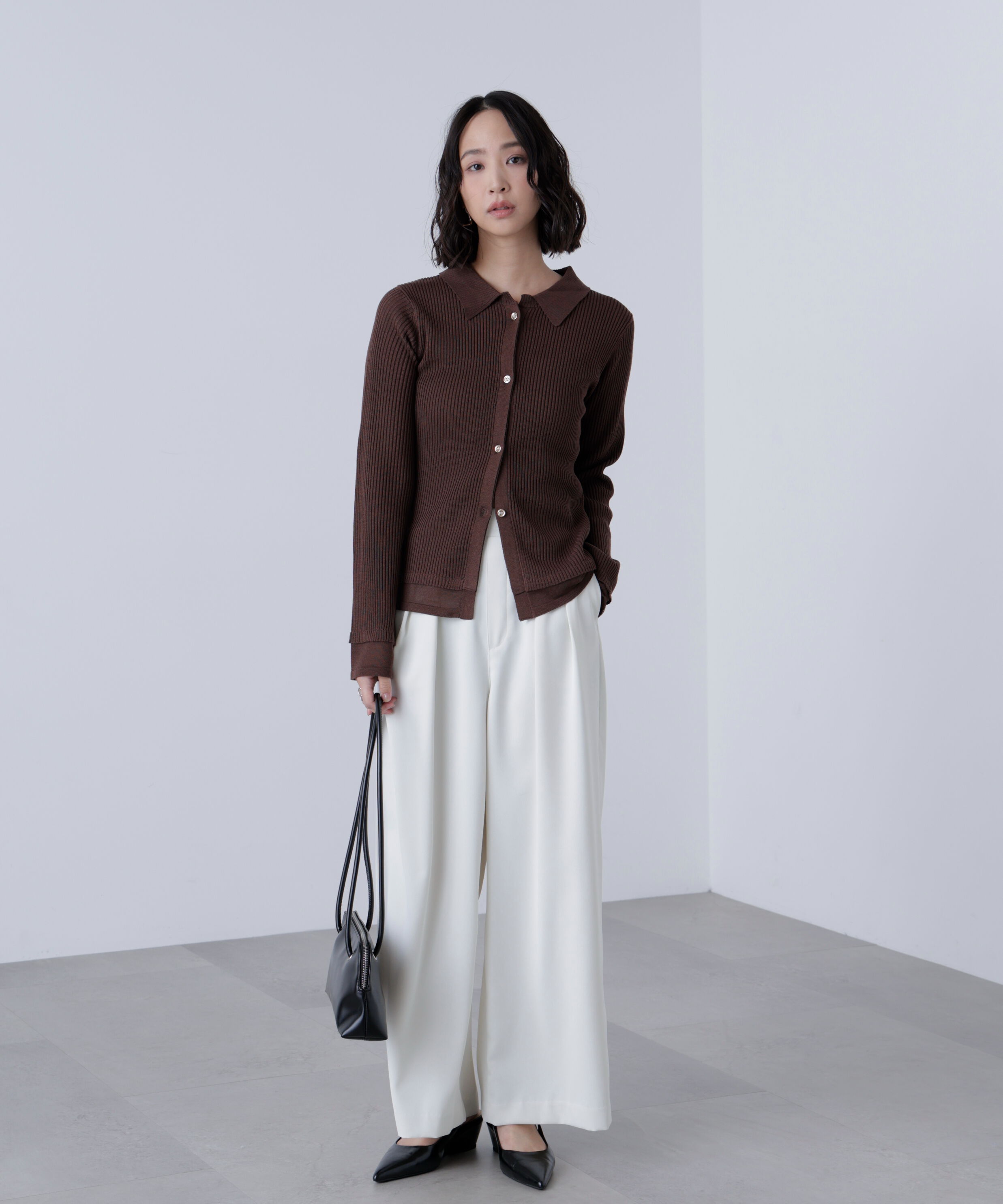  「金ボタン襟リブニット」|ニット・セーター|