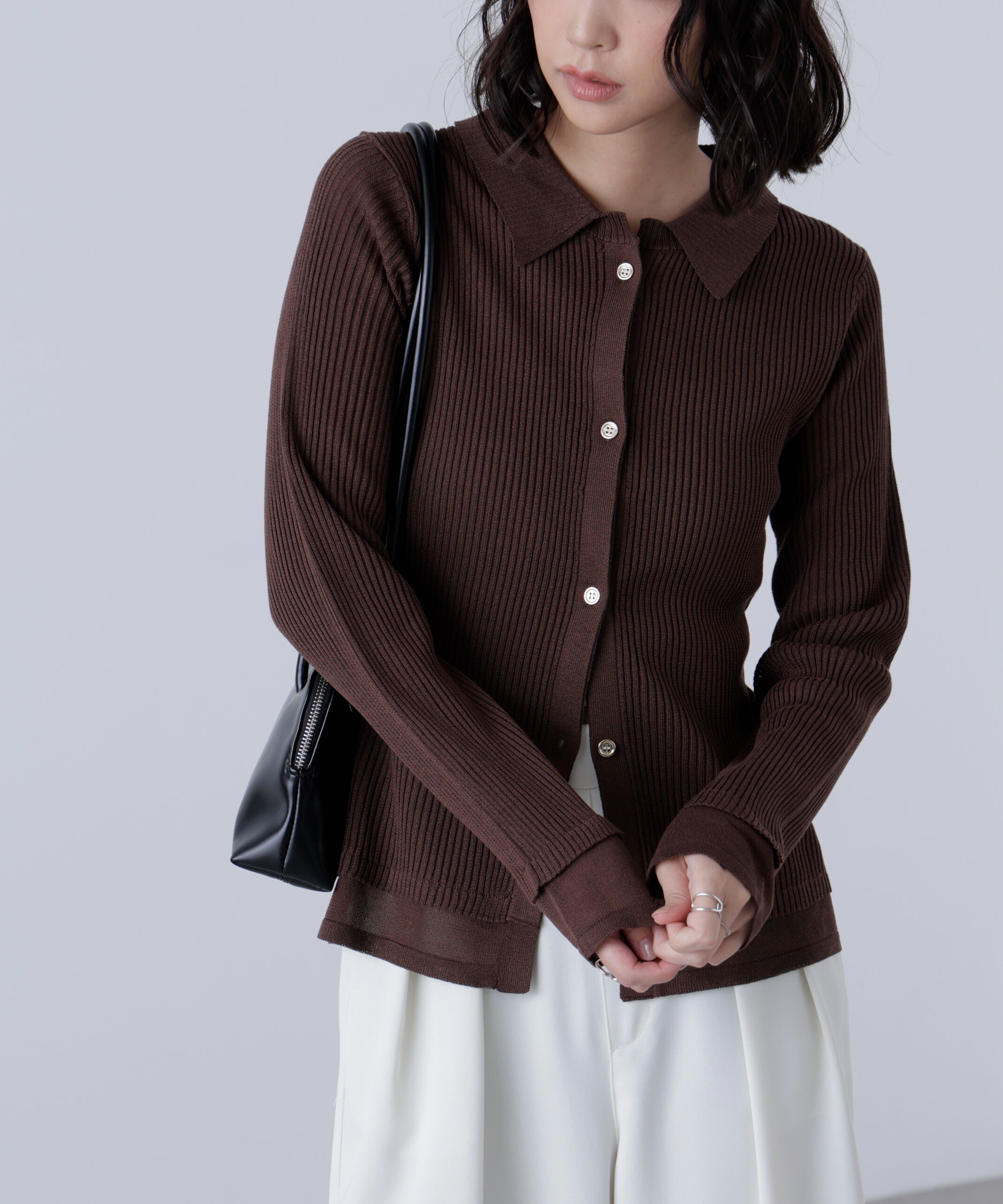  「金ボタン襟リブニット」|ニット・セーター|