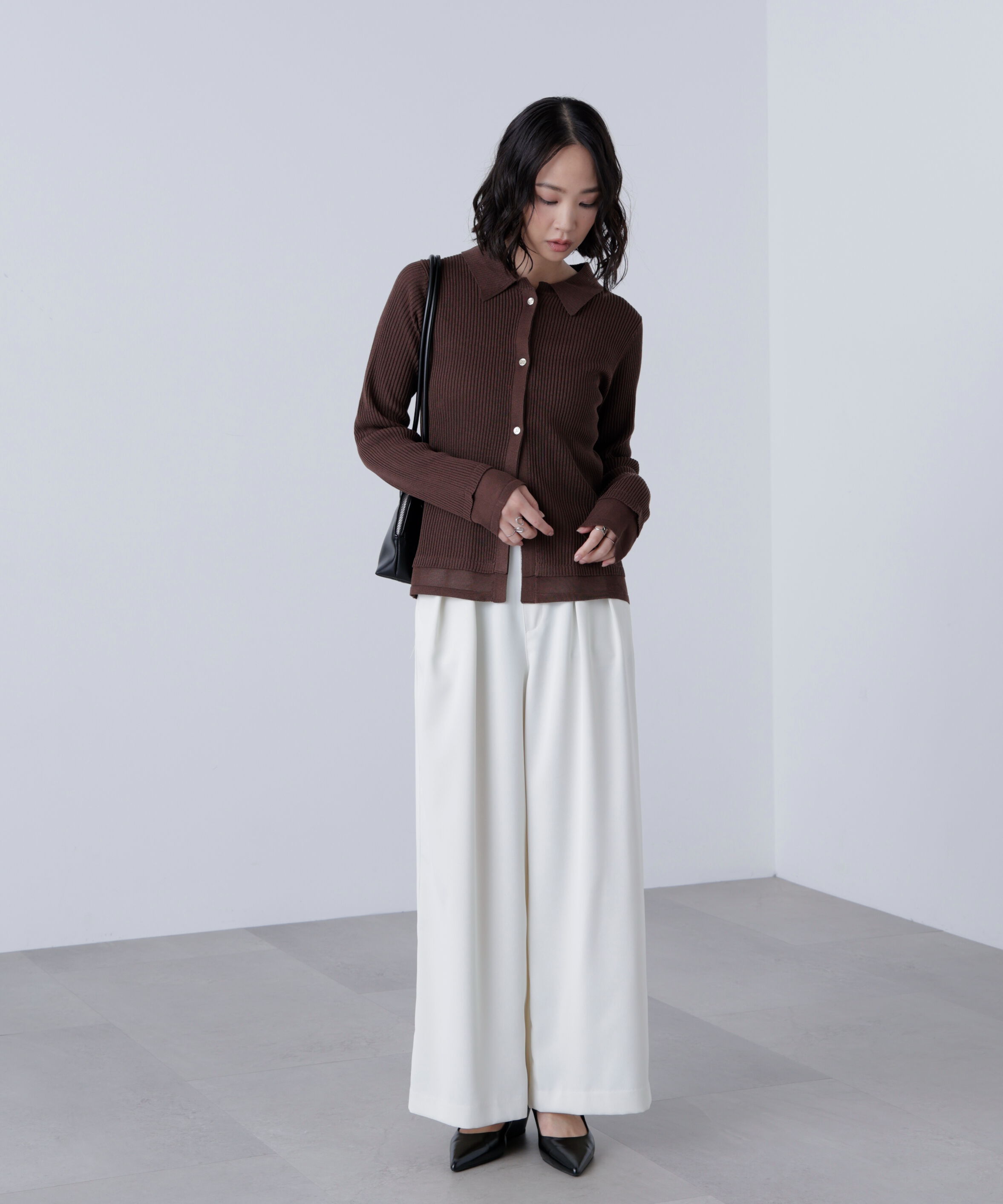  「金ボタン襟リブニット」|ニット・セーター|