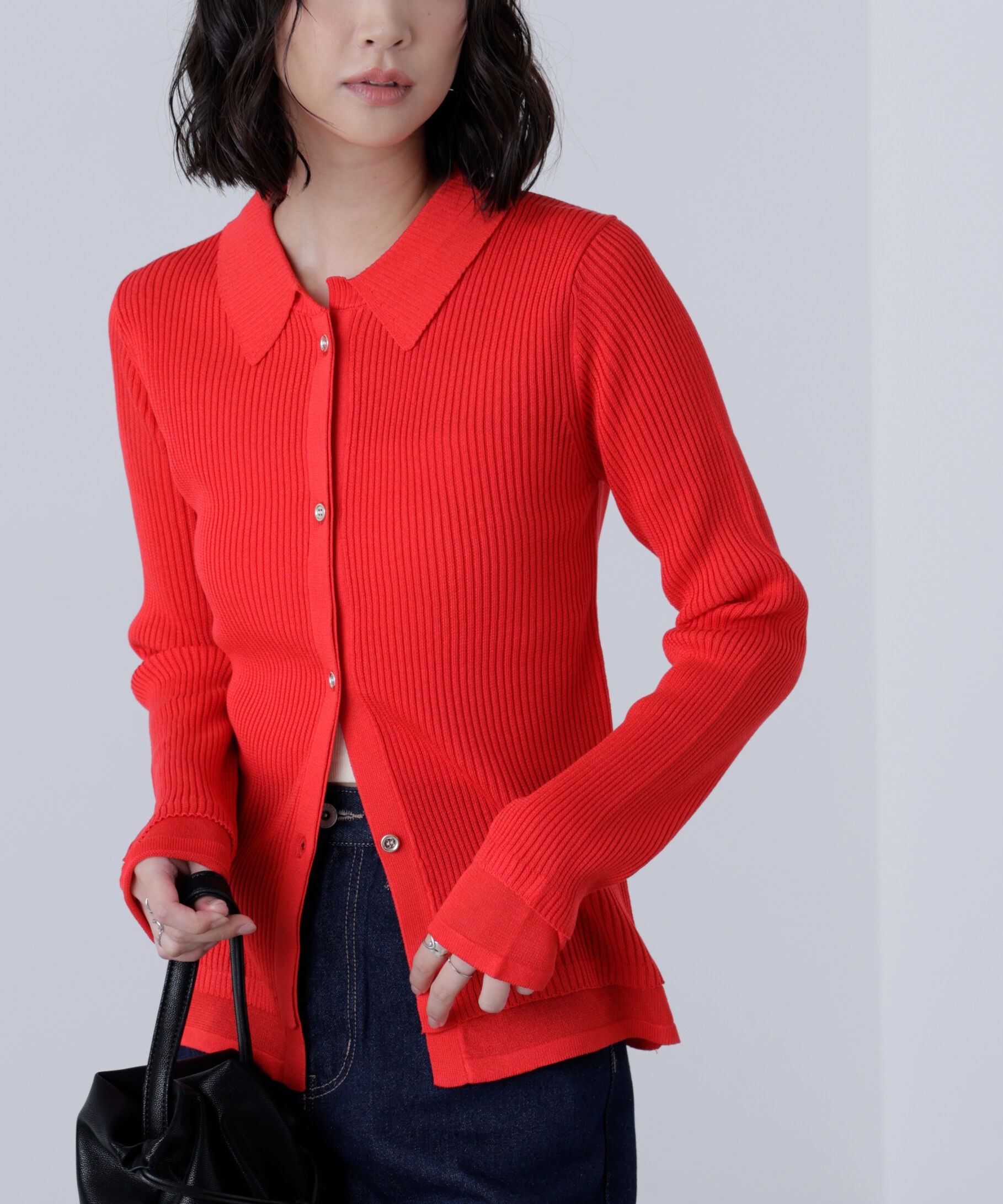  「金ボタン襟リブニット」|ニット・セーター|