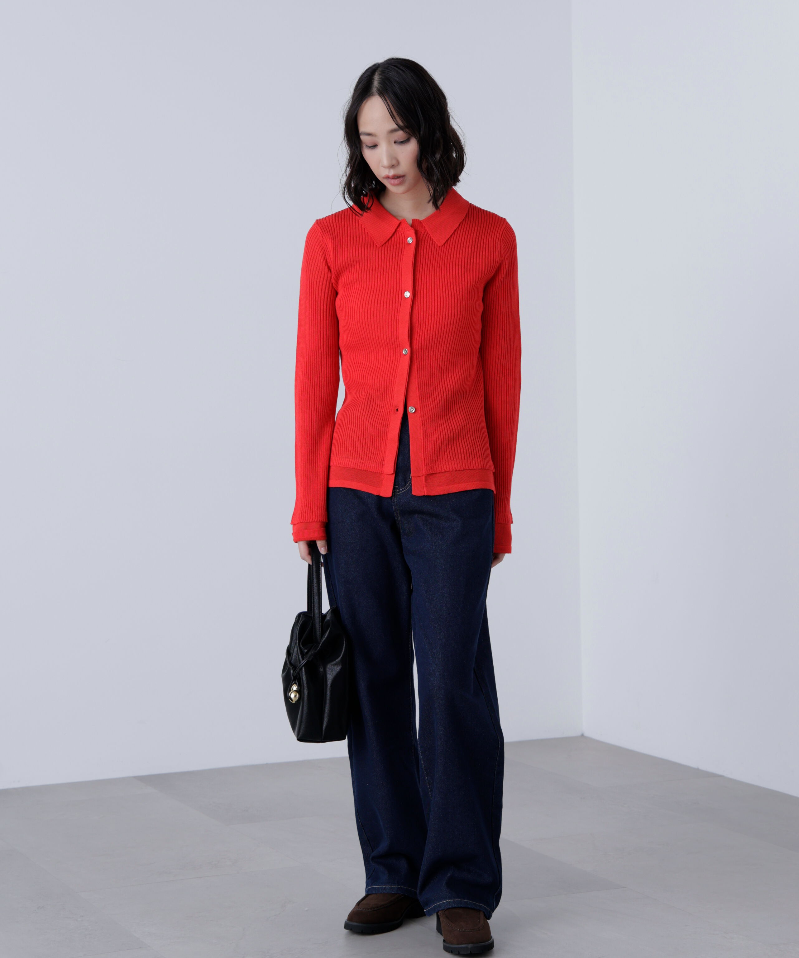  「金ボタン襟リブニット」|ニット・セーター|