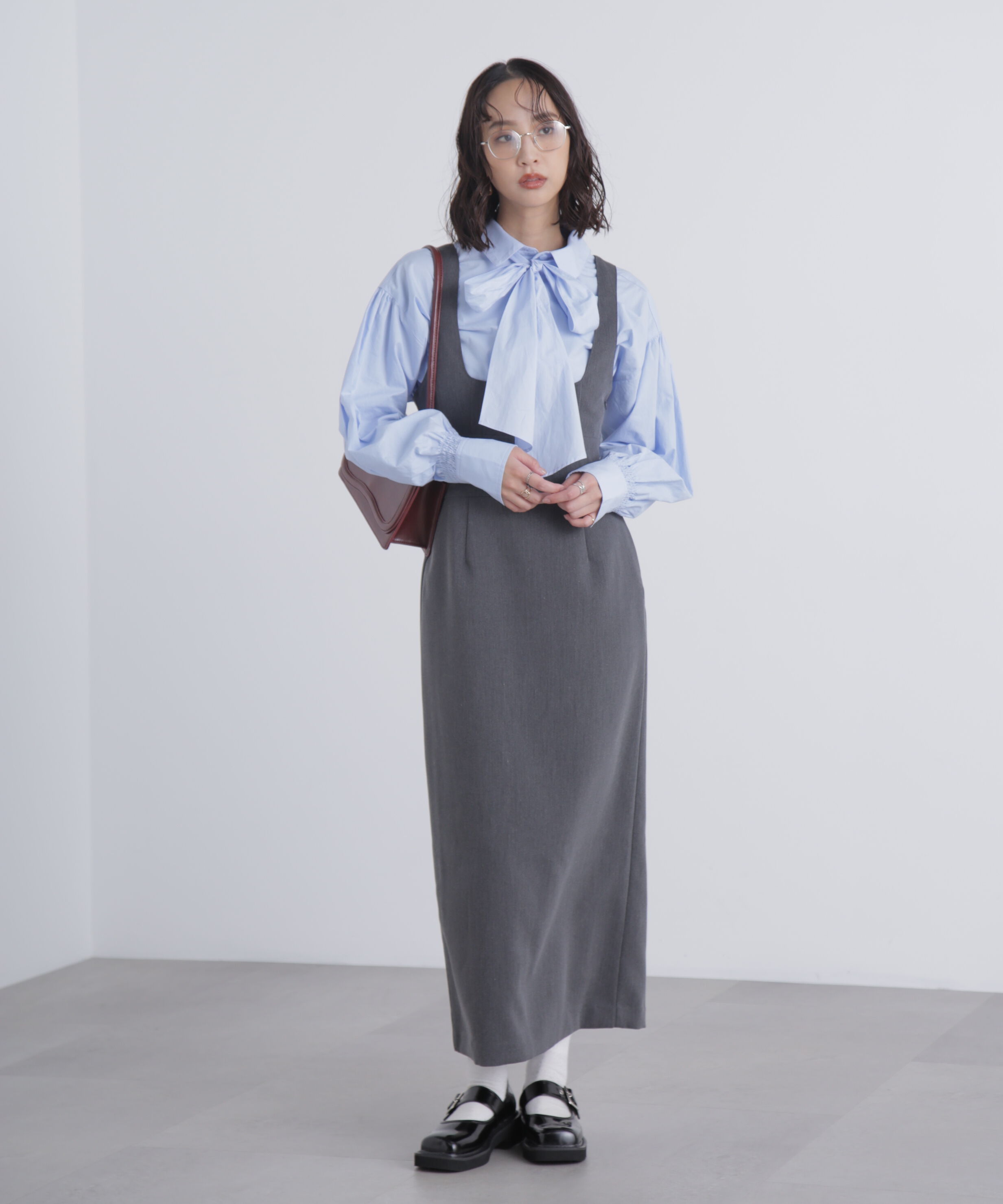  「スクープネックマキシジャンパースカート」|ワンピース|