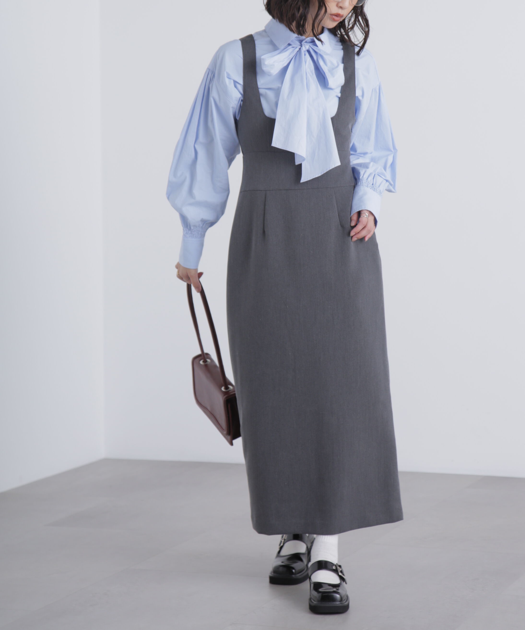  「スクープネックマキシジャンパースカート」|ワンピース|