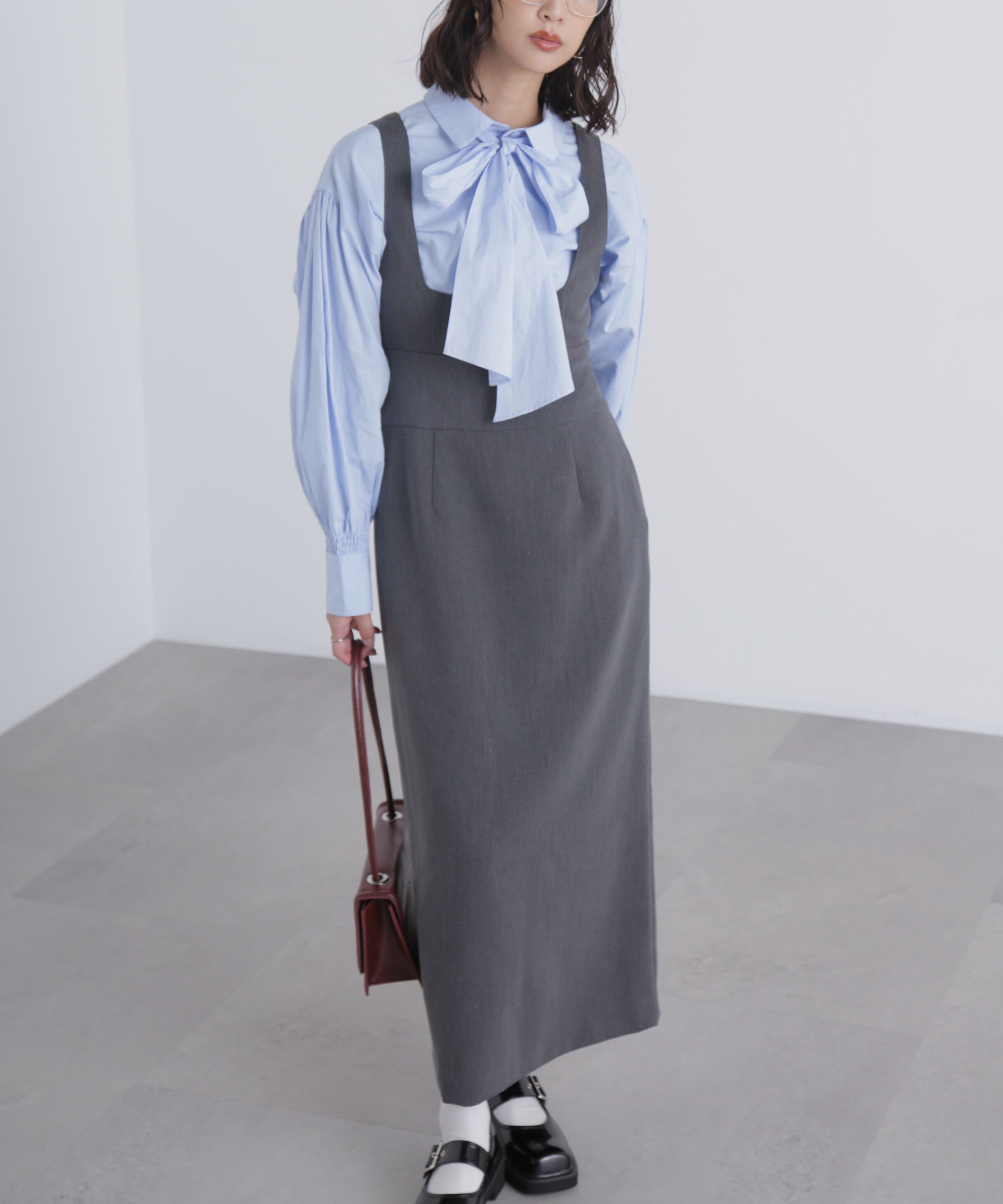  「スクープネックマキシジャンパースカート」|ワンピース|