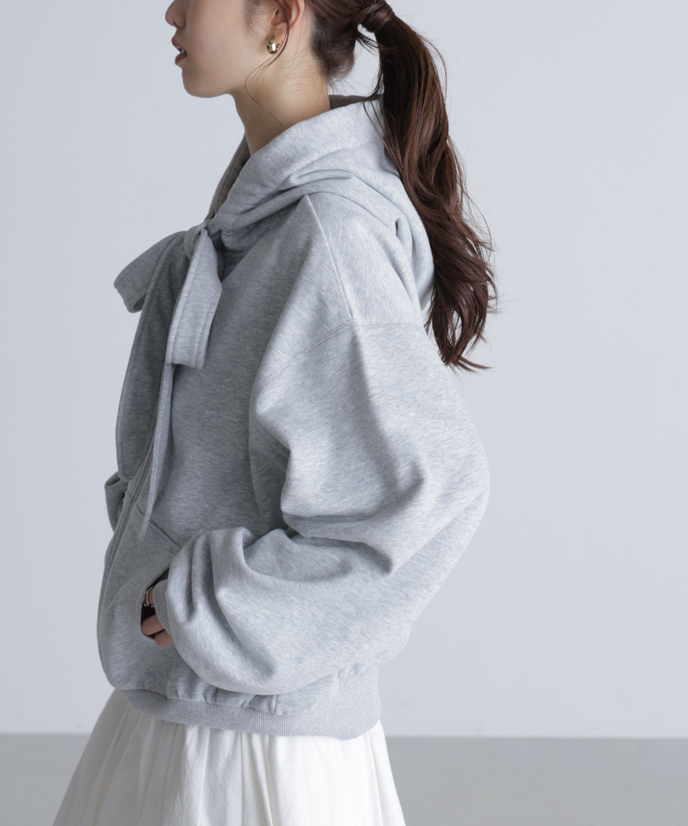  「起毛ビッグリボンジップパーカー」|Tシャツ・カットソー|