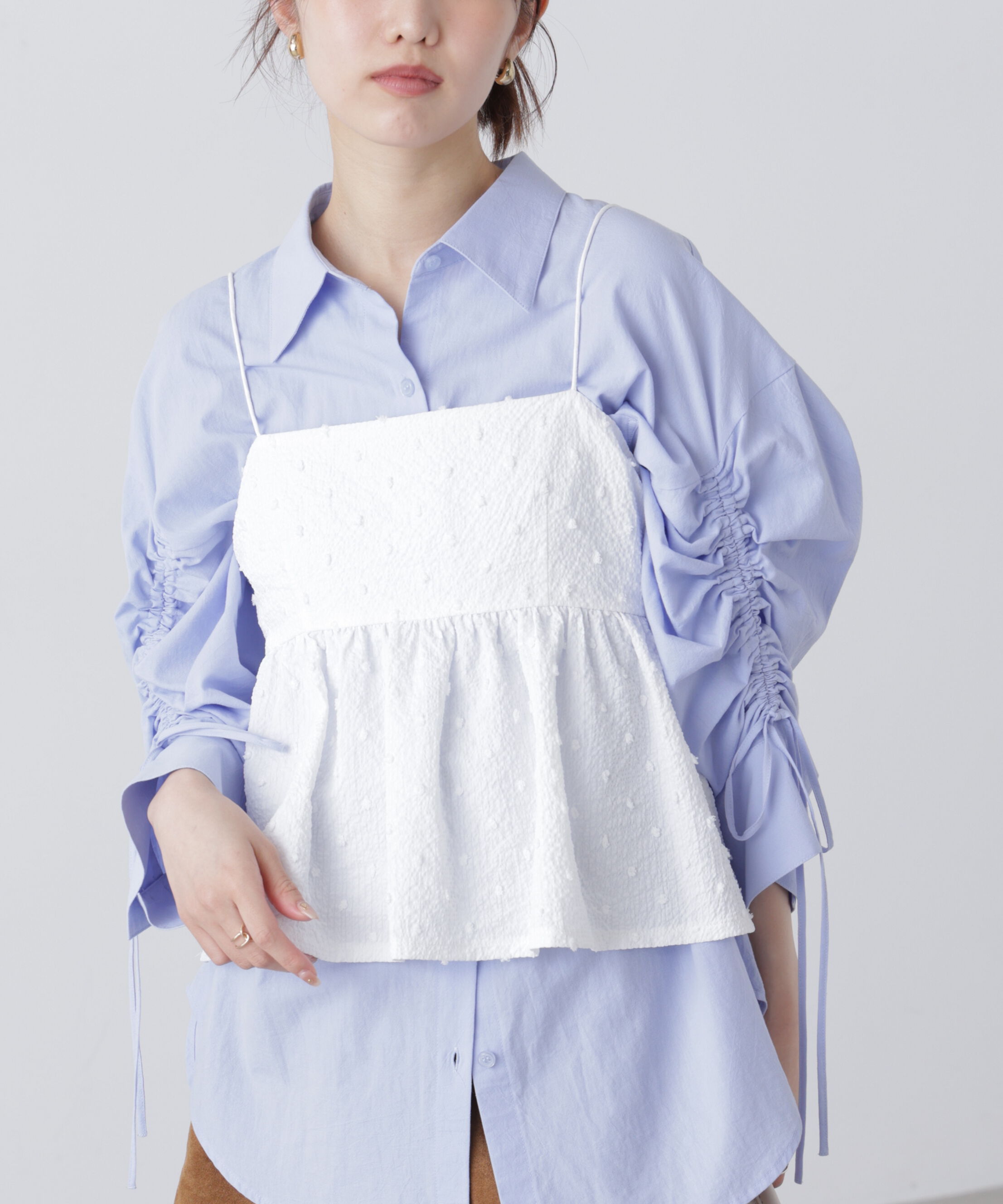  「ドットジャガードキャミソールビスチェ」|シャツ・ブラウス|ホワイト