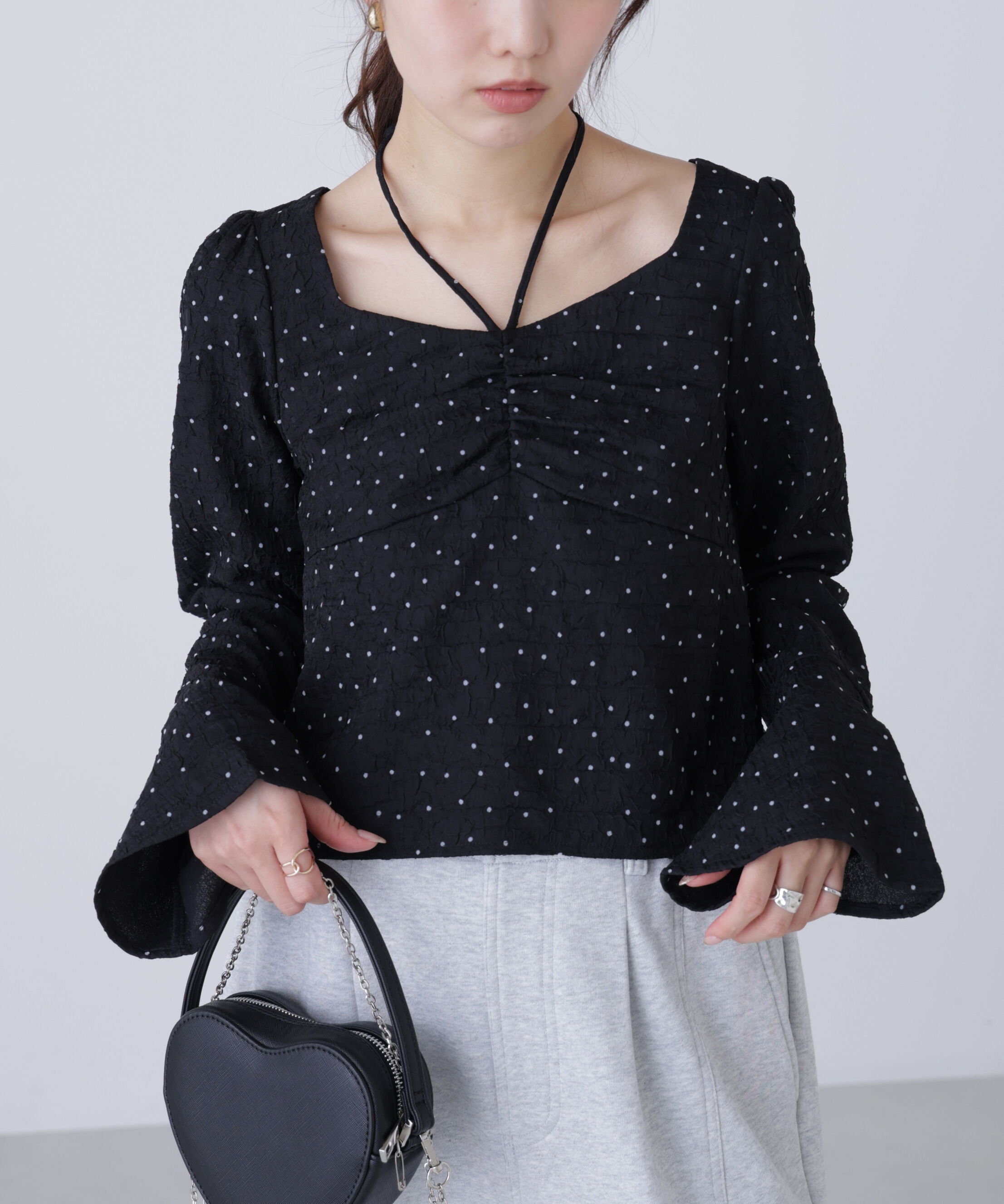  「フロントギャザーネックリボン付きブラウス」|シャツ・ブラウス|