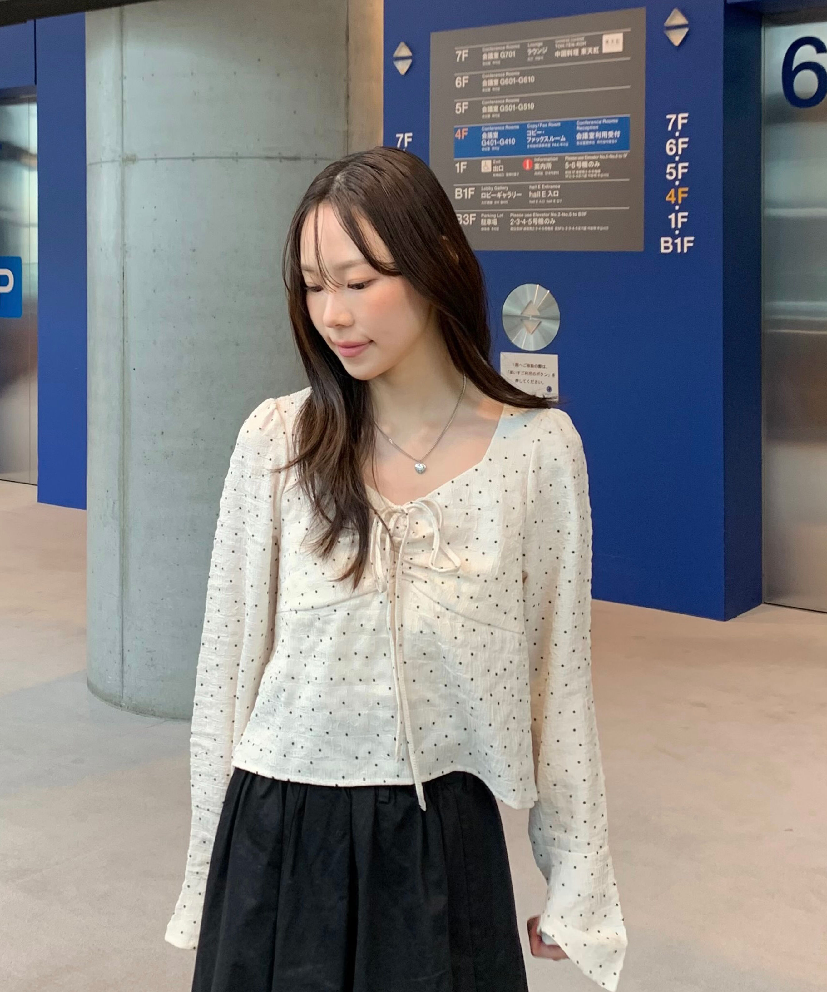  「フロントギャザーネックリボン付きブラウス」|シャツ・ブラウス|