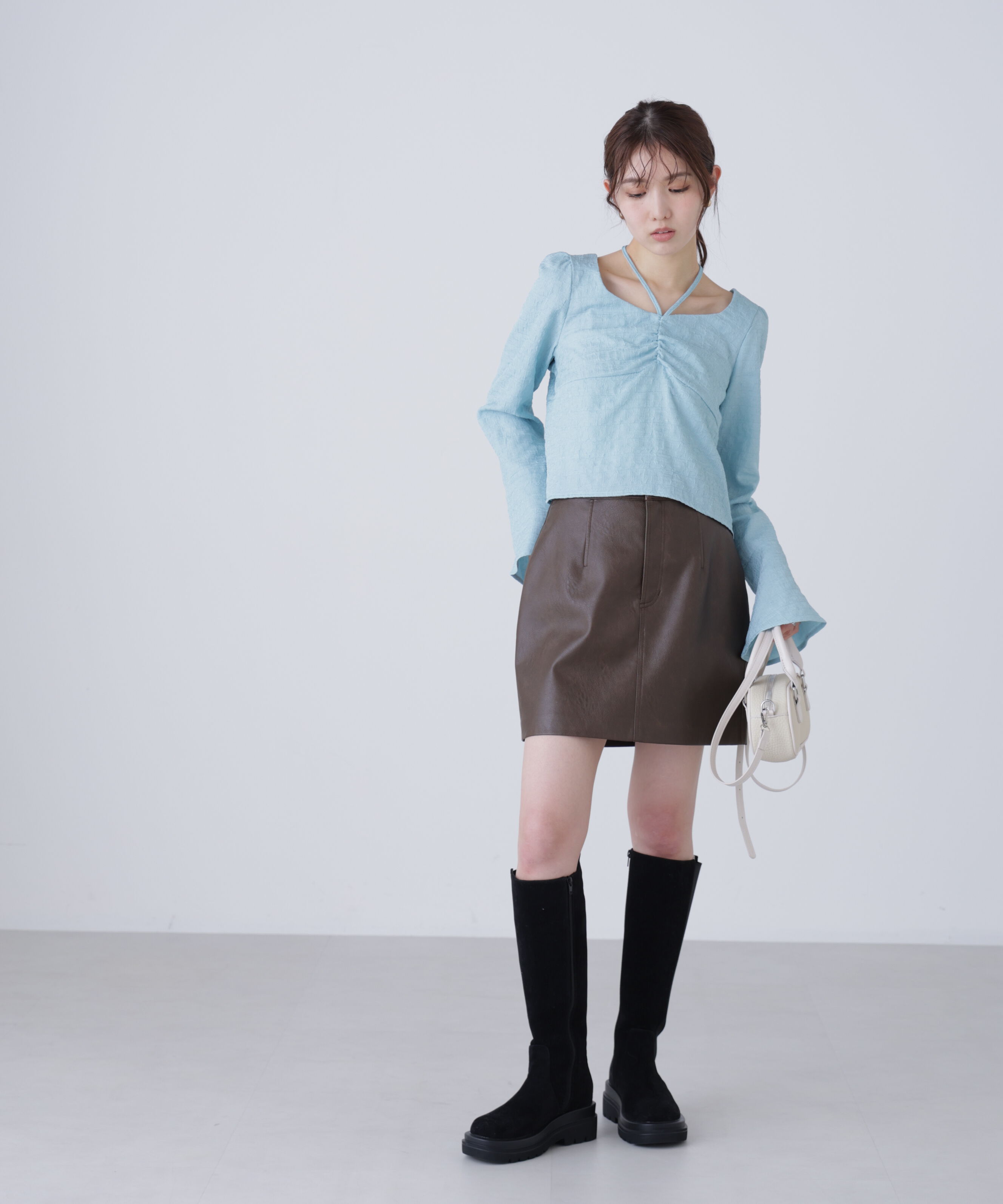  「フロントギャザーネックリボン付きブラウス」|シャツ・ブラウス|