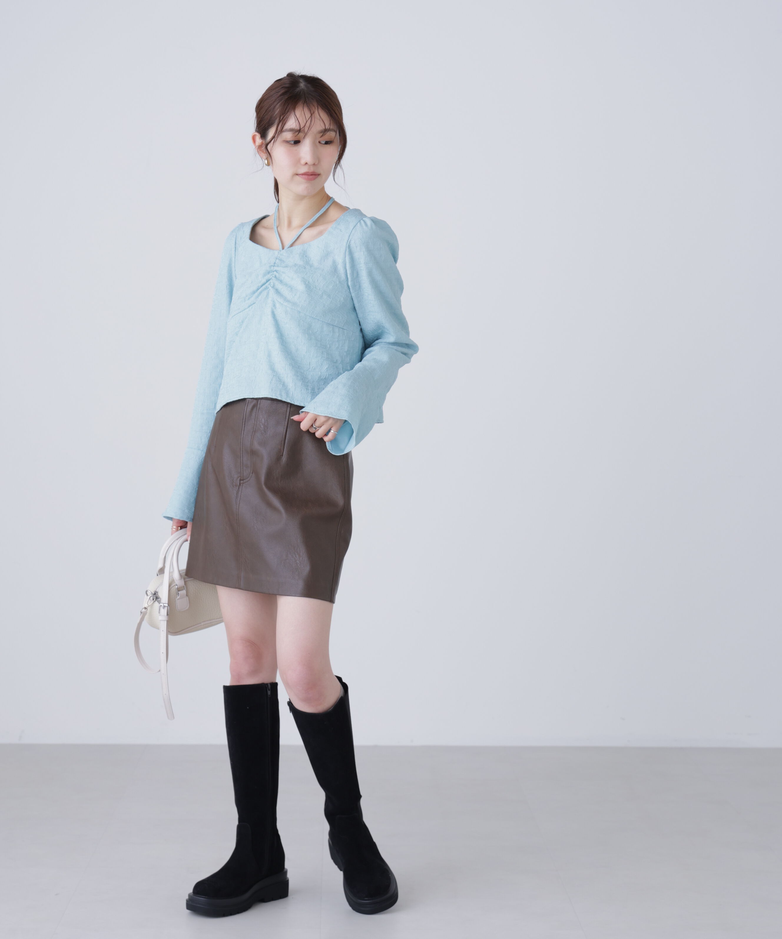  「フロントギャザーネックリボン付きブラウス」|シャツ・ブラウス|