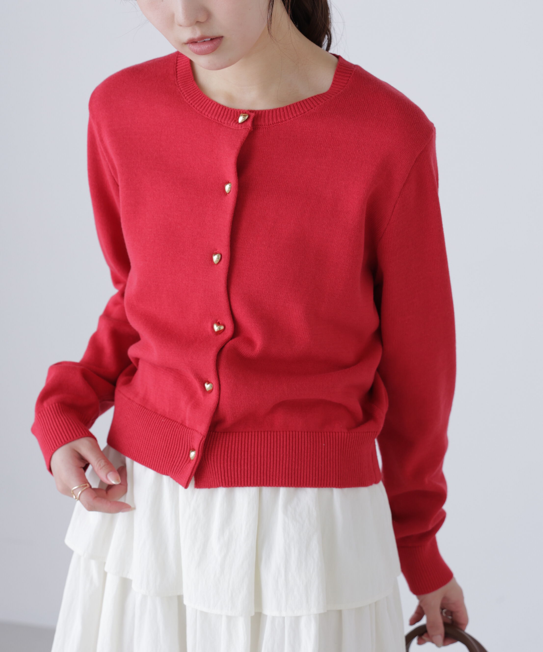  「ハートボタンニットカーディガン」|ニット・セーター|