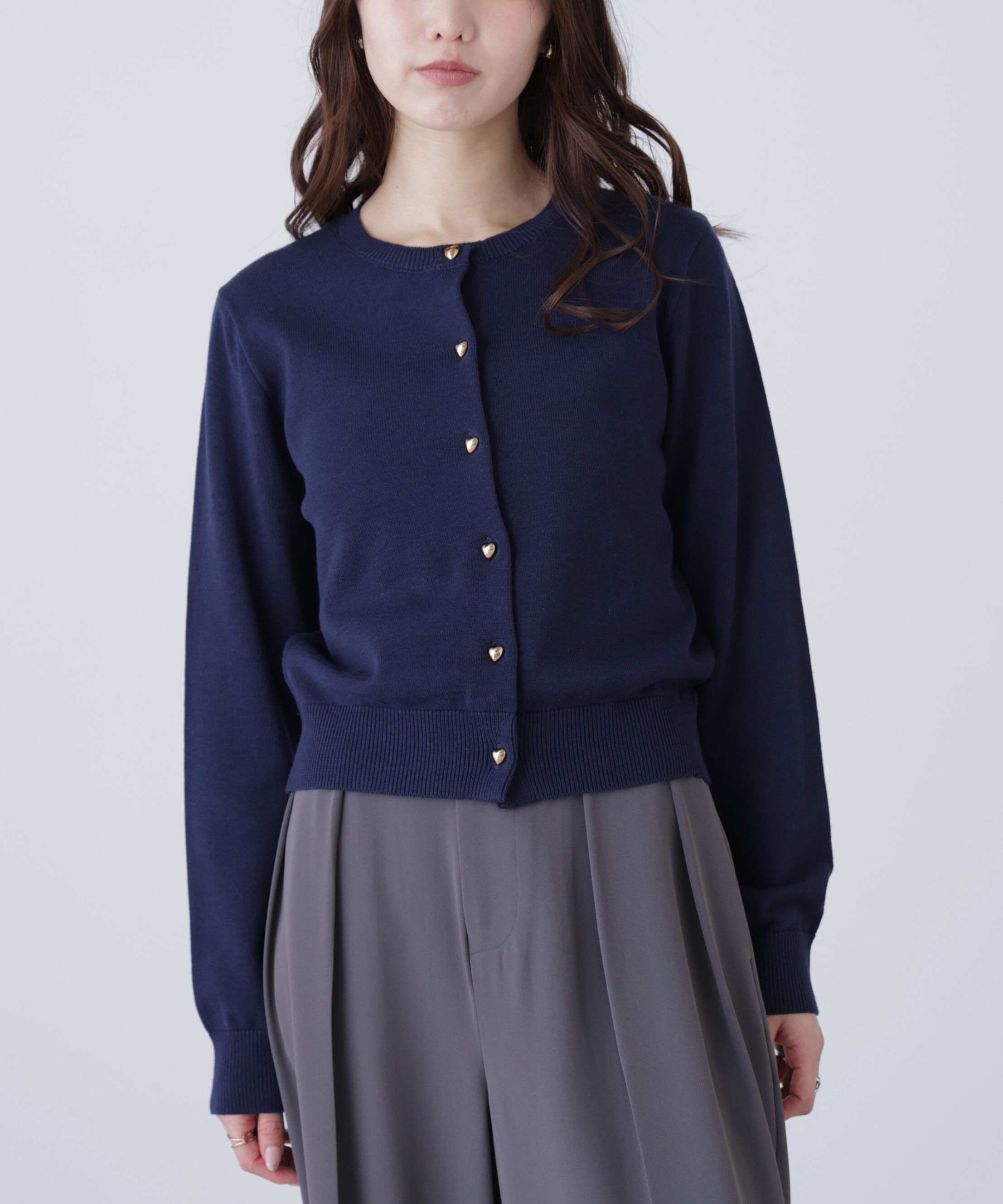  「ハートボタンニットカーディガン」|ニット・セーター|