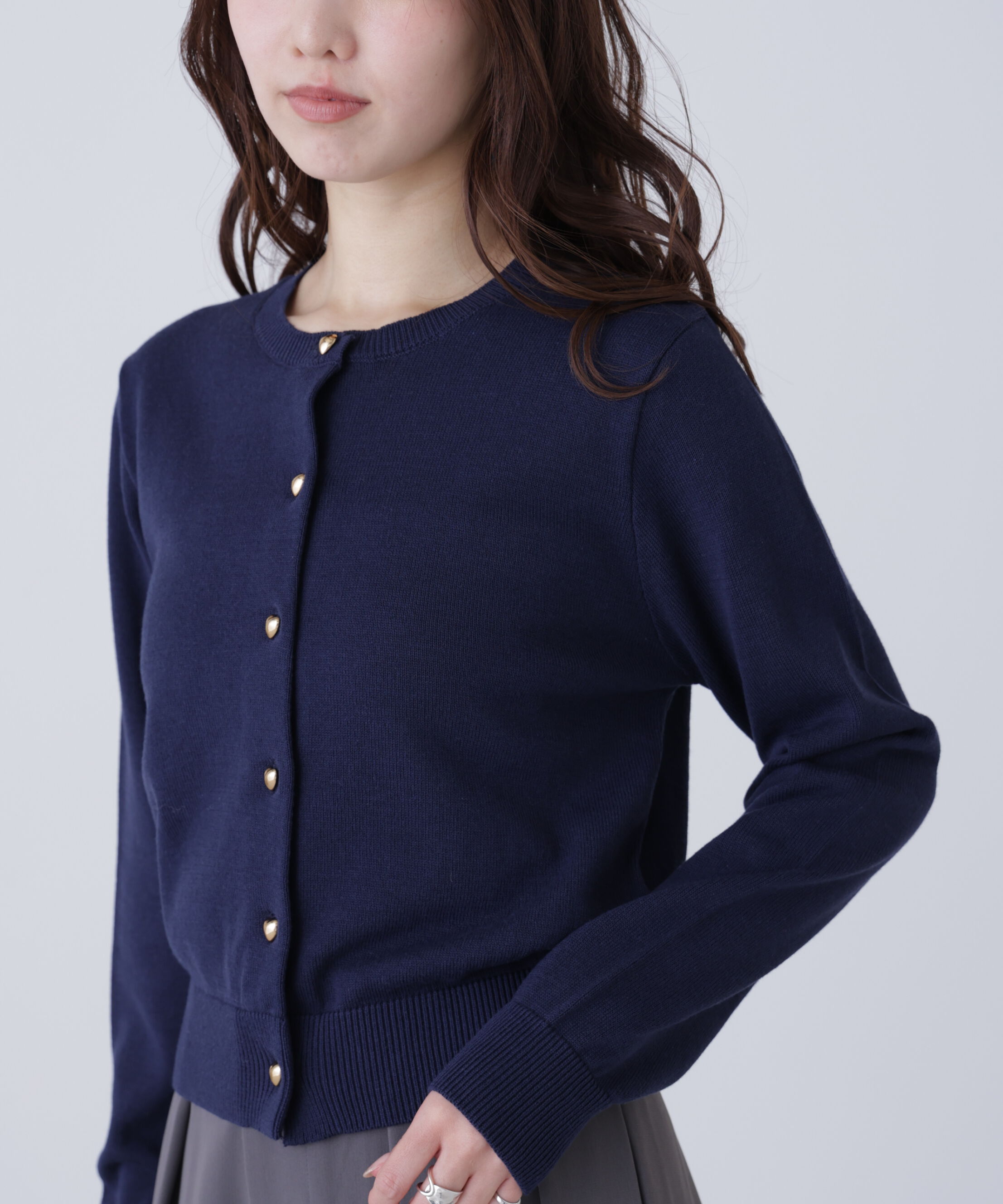  「ハートボタンニットカーディガン」|ニット・セーター|