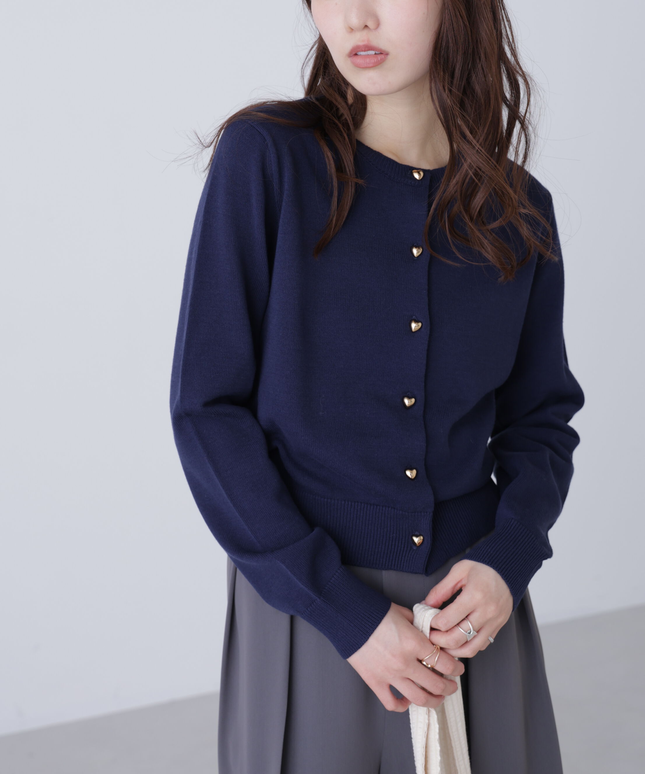  「ハートボタンニットカーディガン」|ニット・セーター|