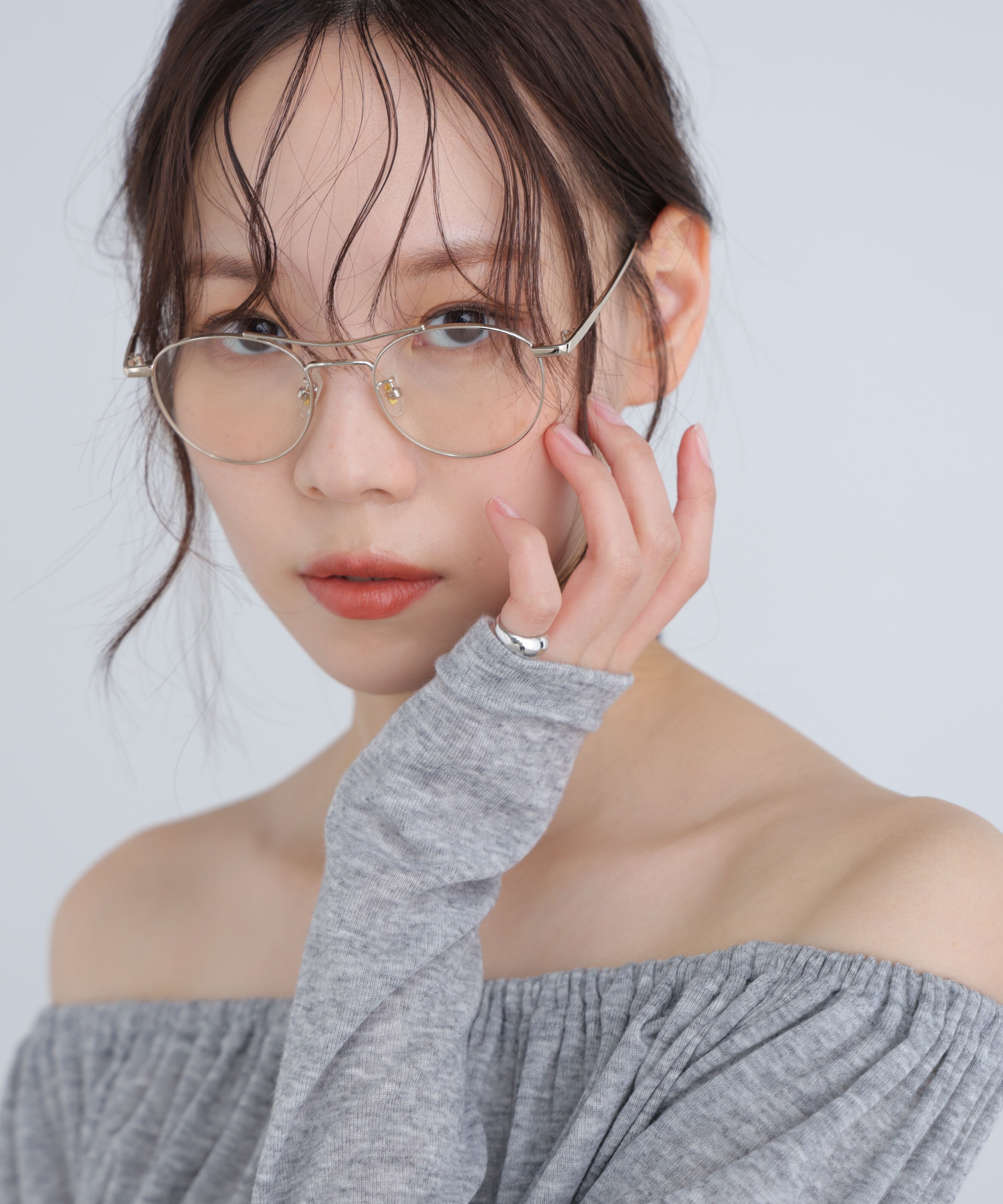  「ダブルブリッジサングラス＆メガネ」|ハンカチ|ゴールドメガ