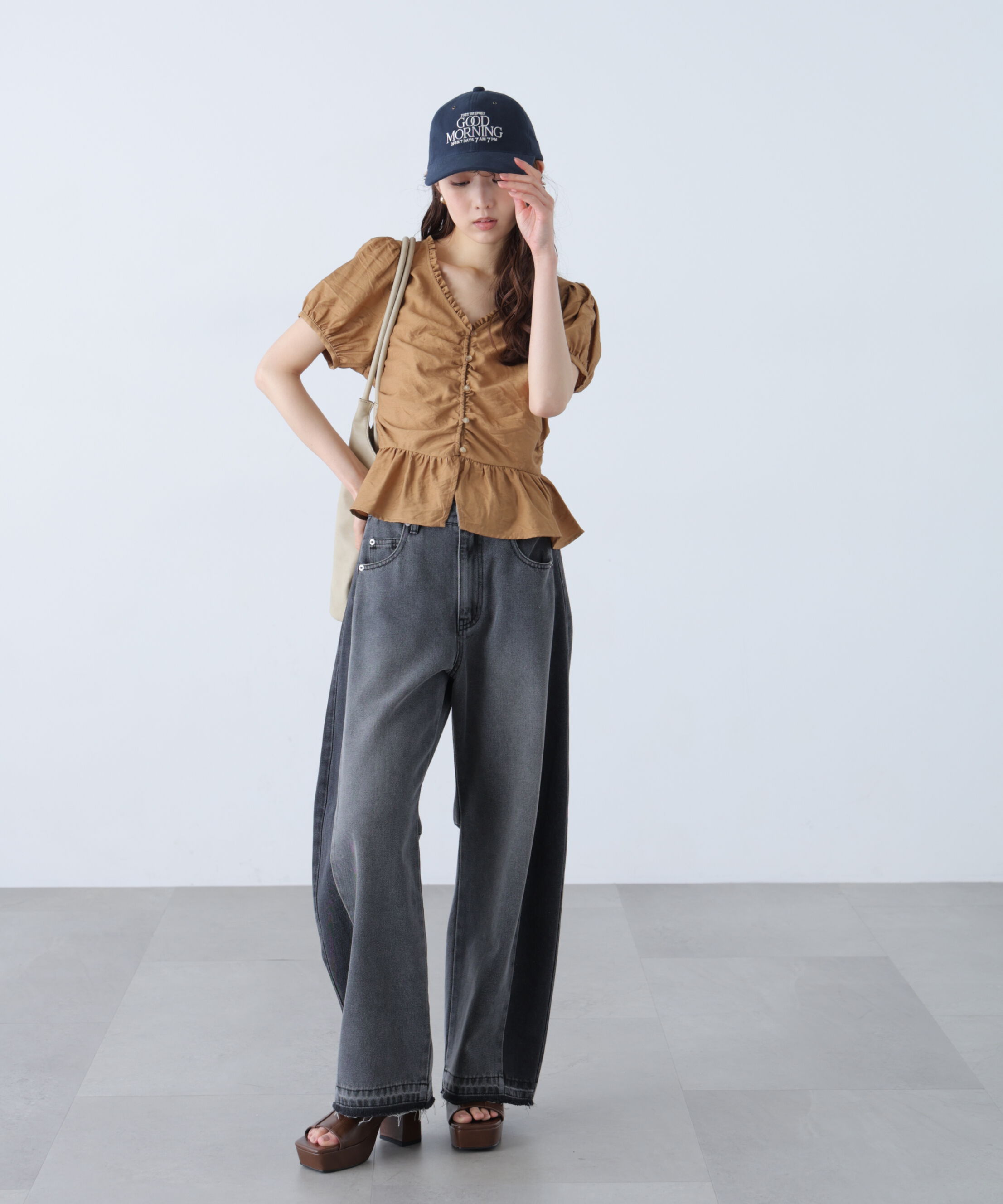  「[低身長サイズ/Sシリーズ]配色パネルバレルワイドパンツ」|その他|