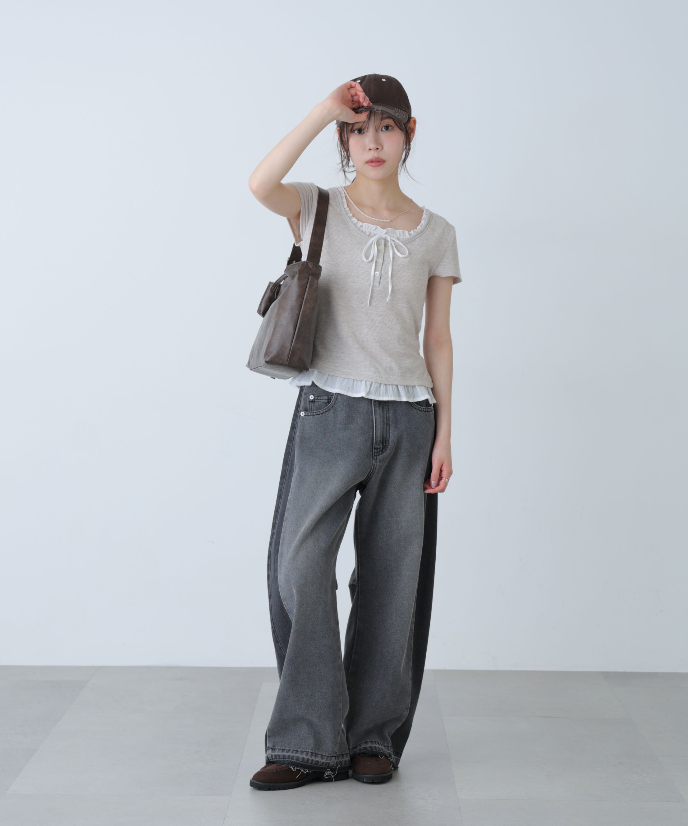  「[低身長サイズ/Sシリーズ]配色パネルバレルワイドパンツ」|その他|