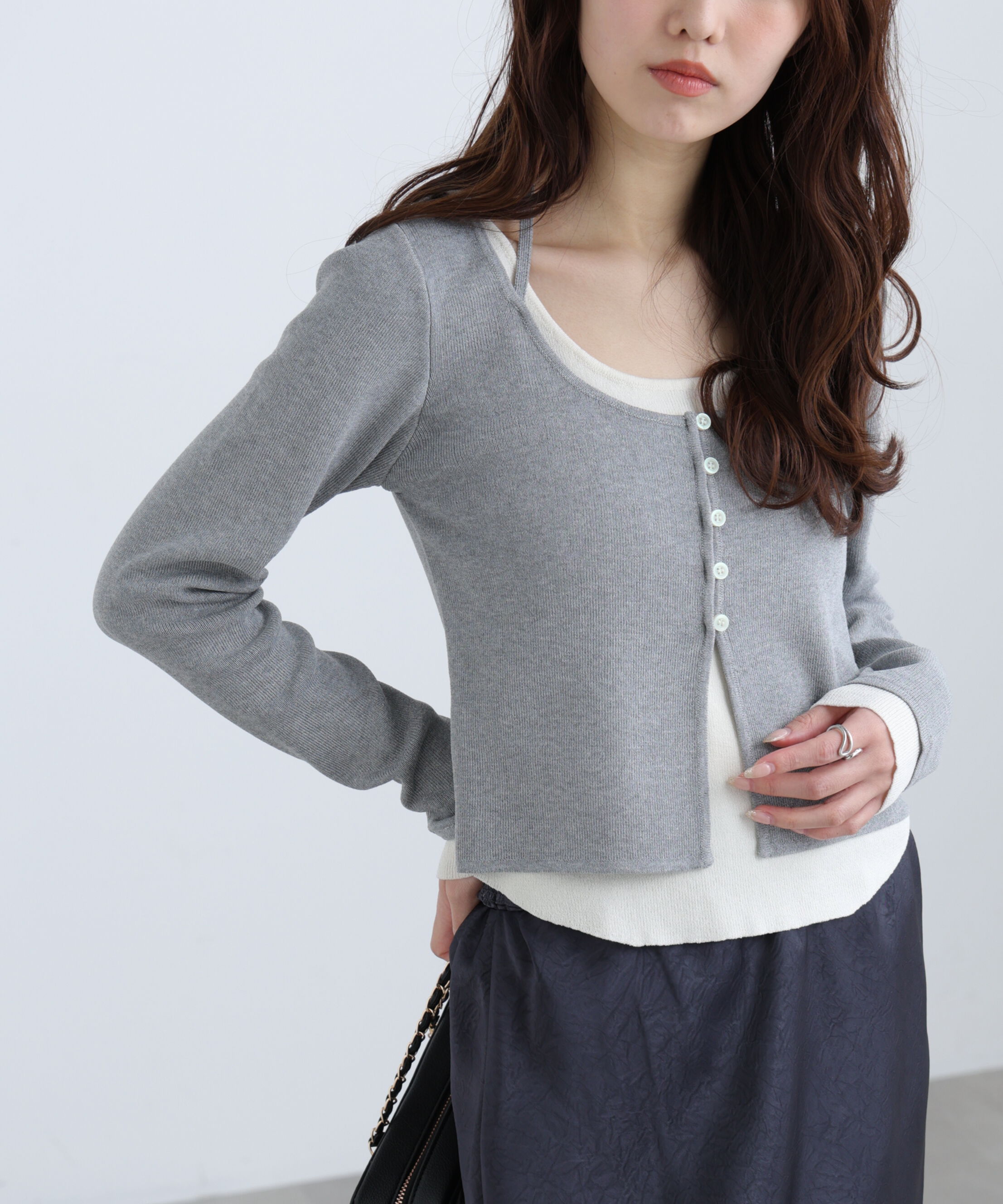  「キャミレイヤードクルーネックニット」|ニット・セーター|